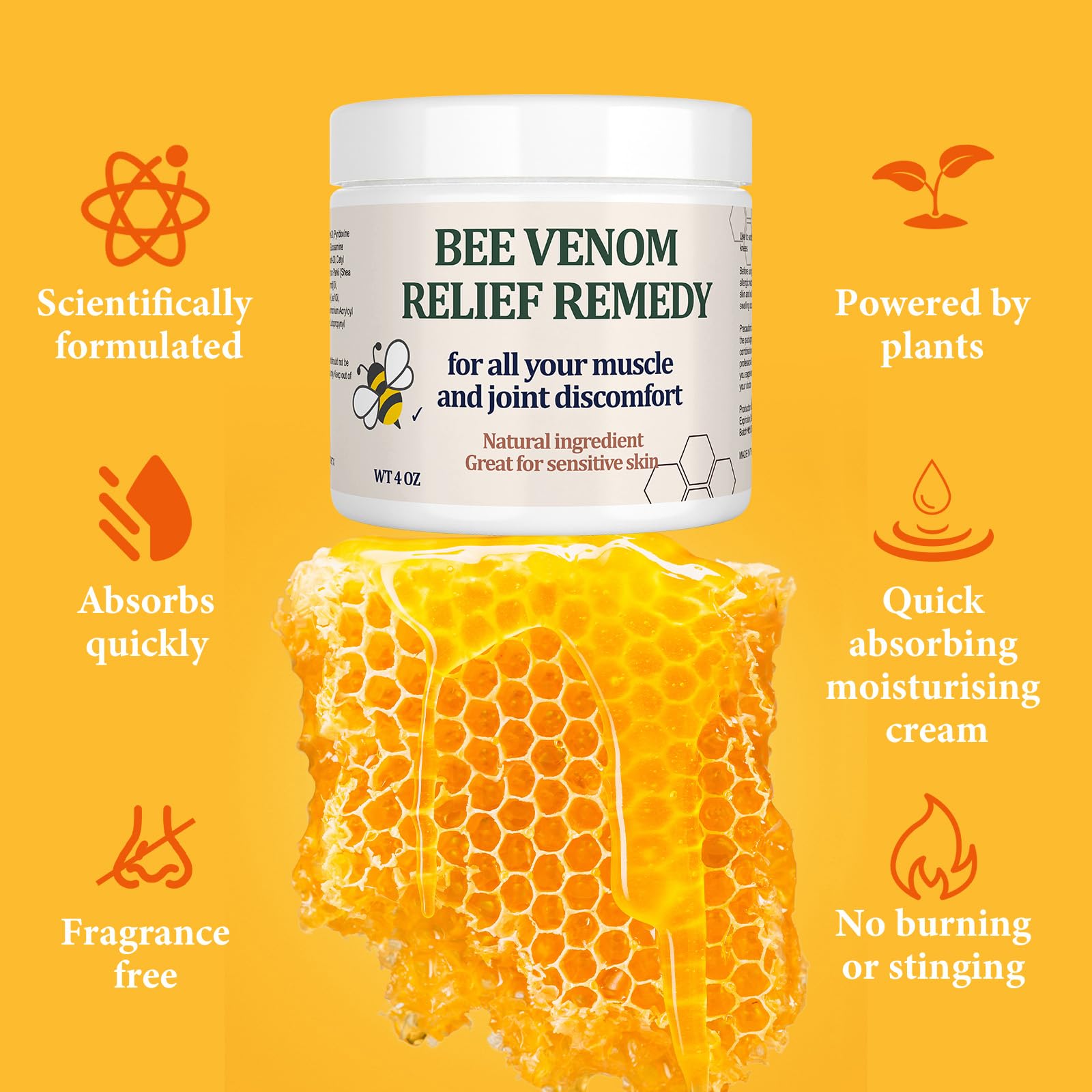 KOKOMAANE Bee Venom Muscle Bone Cream, Fast Acting, for Back, Neck, Hand, Foot, Knee, Muscle, Shoulder, Topical, Wrist, Elbow, Hip, Nerve, Plantar, Ankle, Foot discomfort, Vitamin B6 KOKOMAANE Au supplements