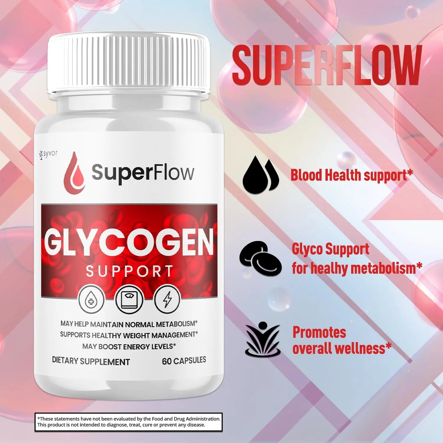 Super Flow Glycogen Support, Official SuperFlow Advanced Formula Glyco Optimizer Capsules, All Natural Super Flow Glycogen Pills, Daily Wellness Supplement to Support Healthy Balance (60 Capsules) Syvor Au supplements