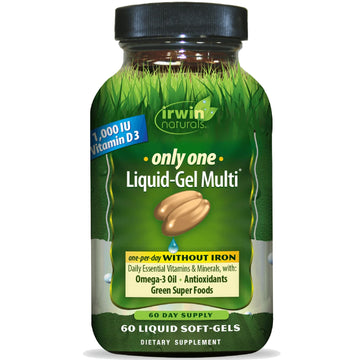 Irwin Naturals Only One Liquid-Gel Multi - 60 Liquid Softgels - No Iron Daily Essential Vitamins, Minerals, Antioxidants, Omega-3 & Green Super Foods Irwin Naturals Au supplements