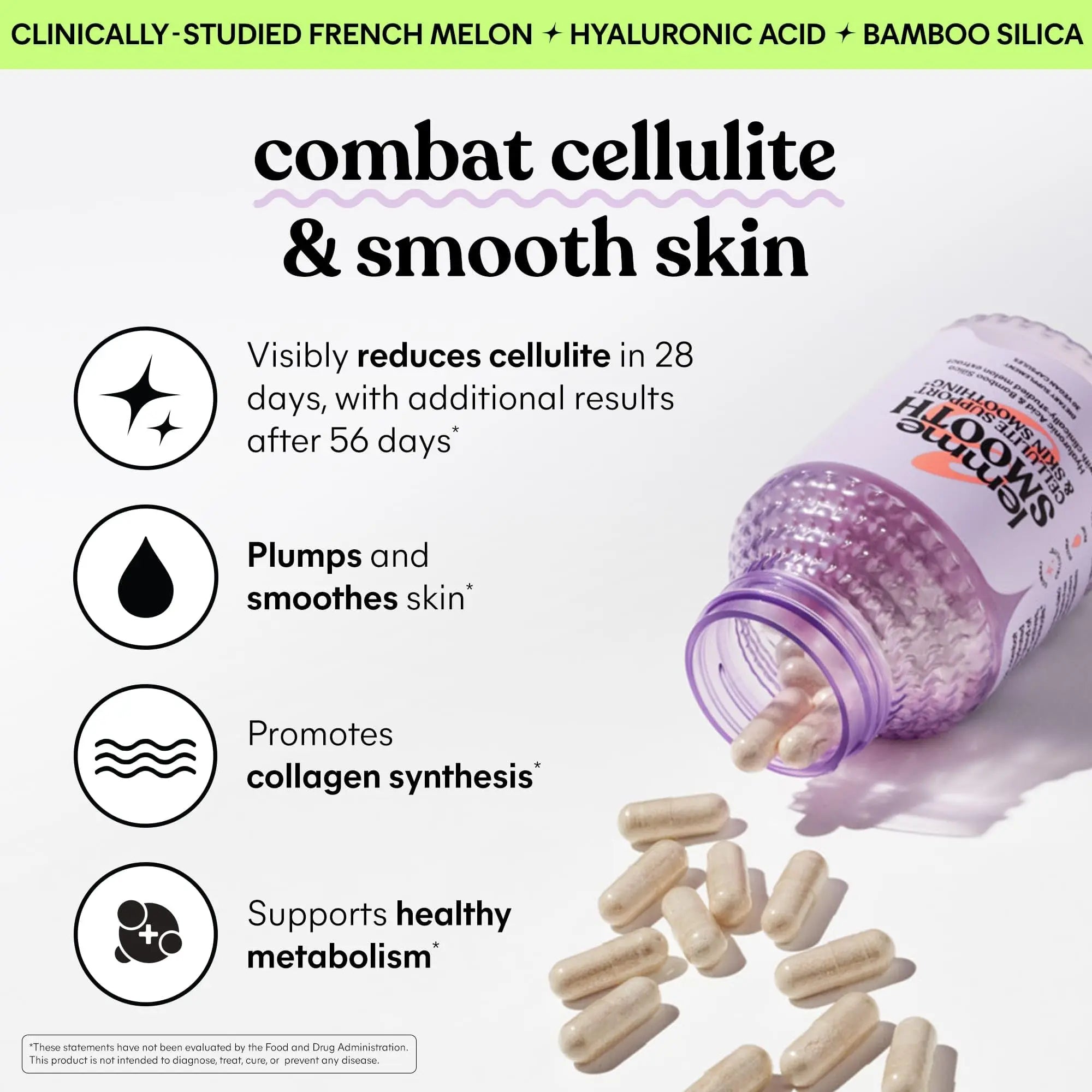 Lemme Glow Collagen Hair Gummies for Strong, Thick Hair & Reduced Shedding Smooth Anti Cellulite Capsules for Women, Smooth Legs & Thighs, Reduce Cellulite & Crepey Skin Bundle Lemme Au supplements