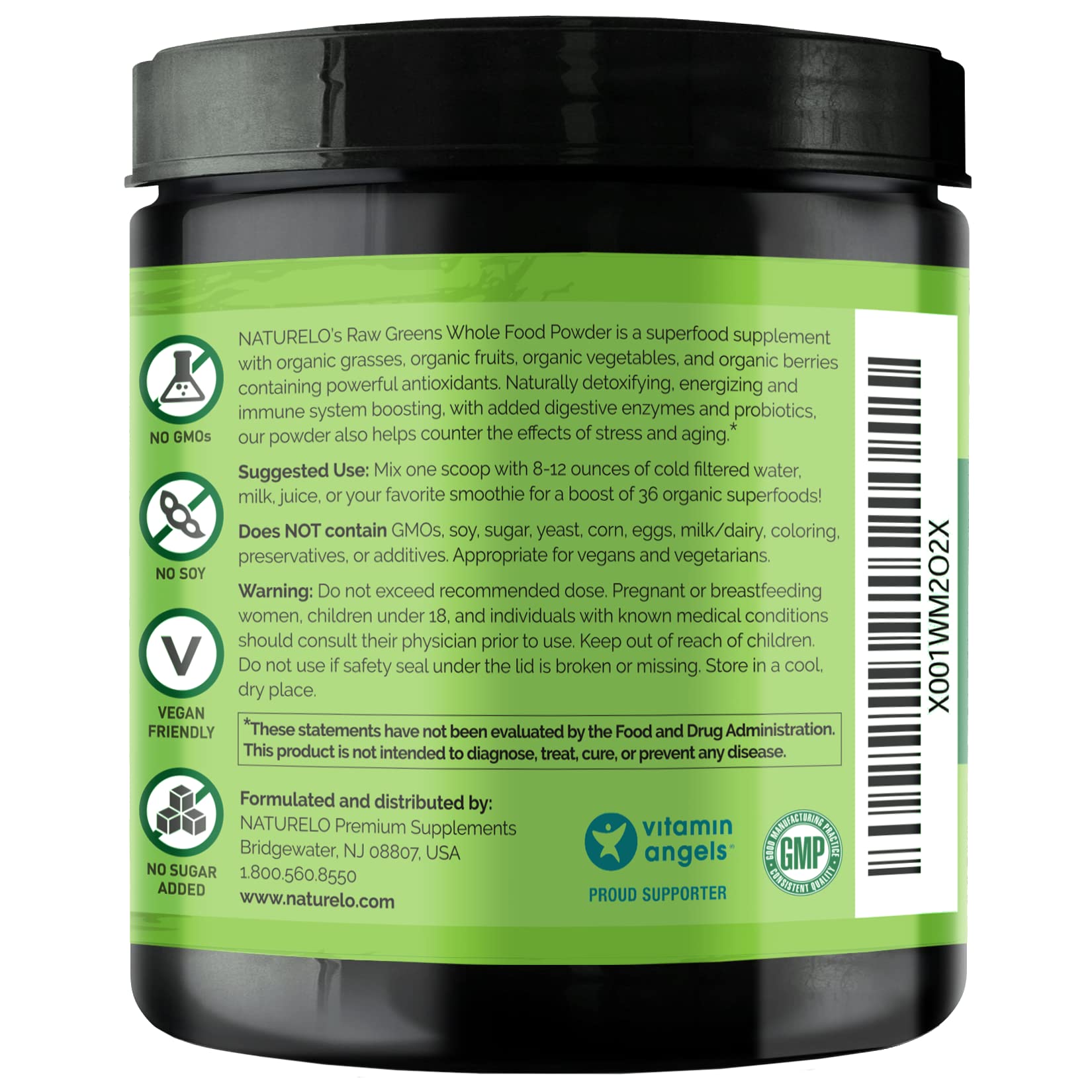NATURELO Raw Greens Superfood Powder - Wild Berry Flavor - Boost Ener NATURELO Au supplements