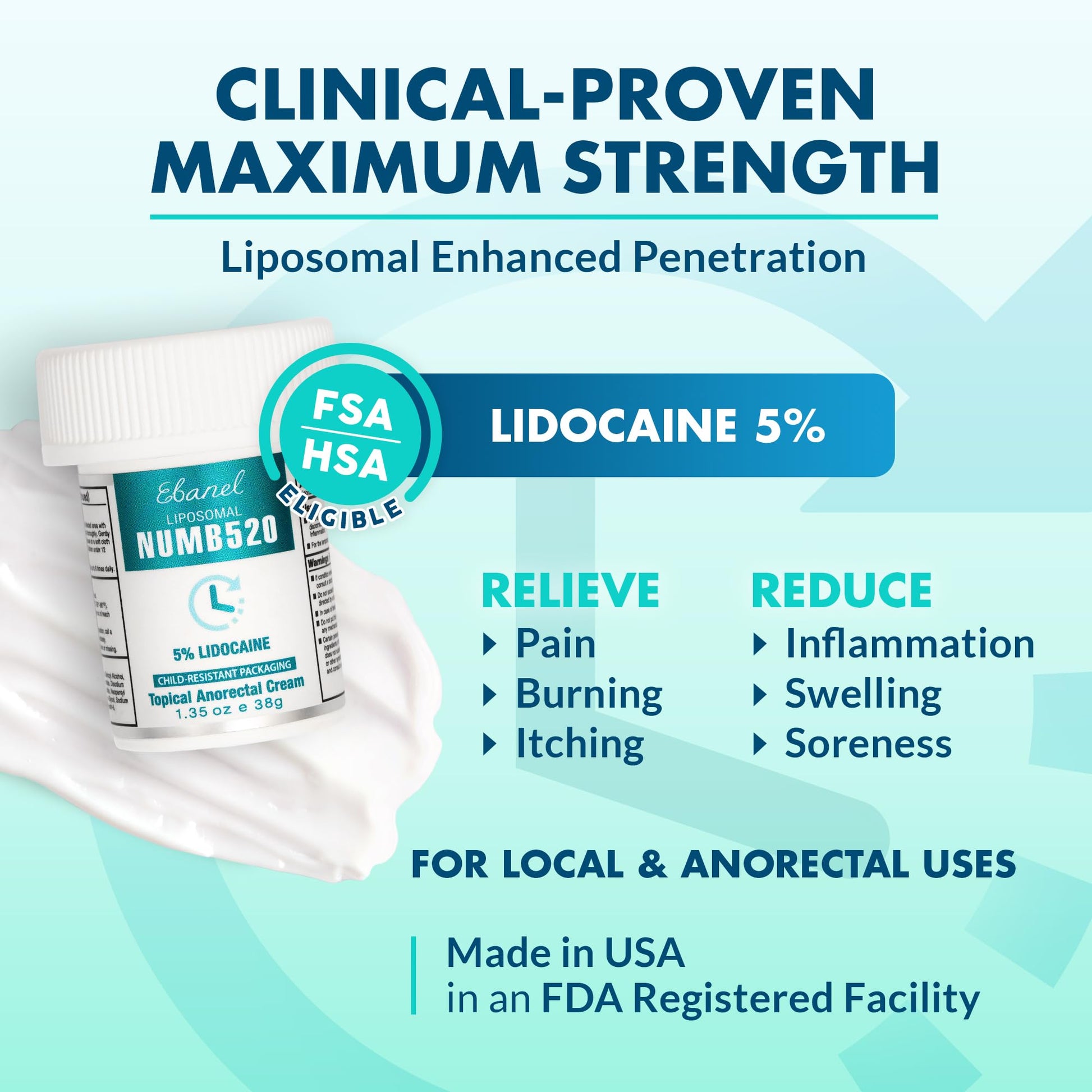 Ebanel 5% Lidocaine Numbing Cream, 2-Pack Pain Relief Burn Itch Numb Cream, Maximum Strength Topical Anesthetic with Allantoin, Vitamin E for Local and Anorectal Uses, Hemorrhoid Treatment Ebanel buy supplements Au