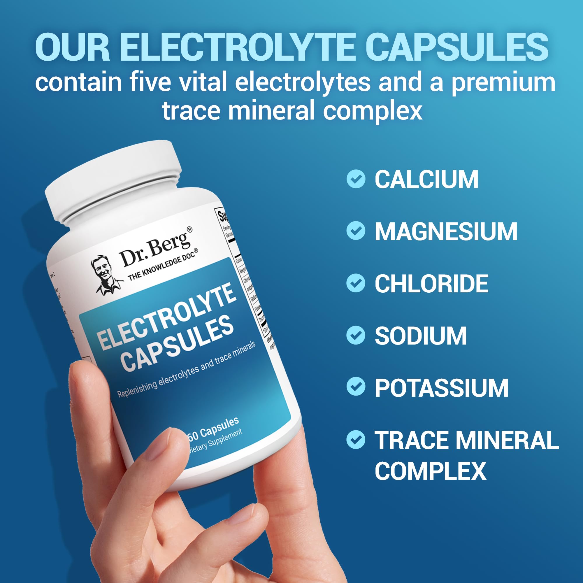 Dr. Berg Electrolyte Capsules - Electrolyte Supplements for Supporting Energy, Endurance, and Hydration - Sugar Free, No Maltodextrin, Keto Friendly - 160 Caps Dr. Berg Nutritionals Au supplements