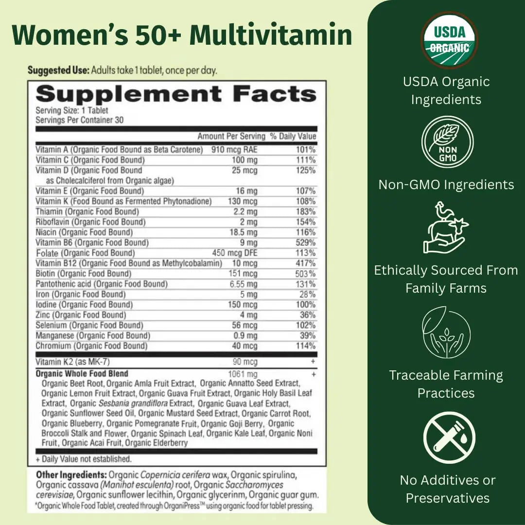 EarthFirst Organic Women's & Men's 50+ Once Daily Multi Bundle,19 Vitamins from Herbs & Superfoods, 30 Count EarthFirst Organic Au supplements