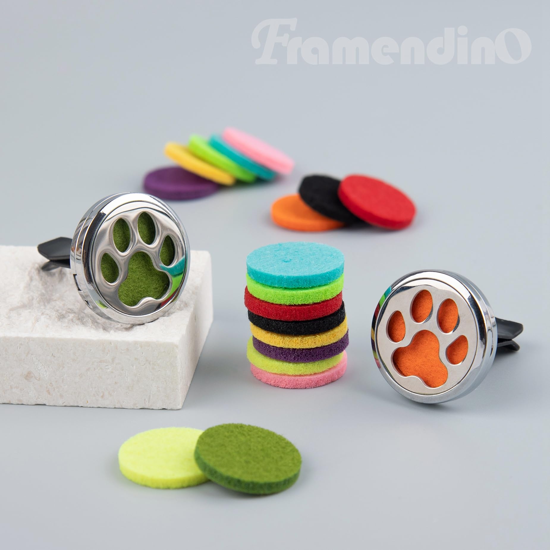 Framendino, 2 Pack Dog Paw Print Locket for Essential Oil Diffuser with 20 Felt Refill Pads Framendino Au supplements