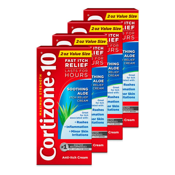 Cortizone-10 Maximum Strength Soothing Aloe Itch Relief Cream, 1% Hydrocortisone, Fast-Acting, Anti-Itch Cream for Bug Bites, Rash, Eczema, Psoriasis, Poison Ivy, Oak, Sumac, 2 oz (Pack of 4) Cortizone 10 Au supplements
