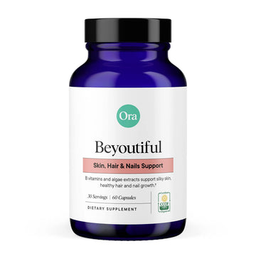 Ora Organic Hair, Skin, and Nails Support- BeYouTiful - Beauty Supplement with B Vitamins and Algae Extracts for Healthy Hair and Skin - 60 Vegan Capsules Ora Organic Au supplements