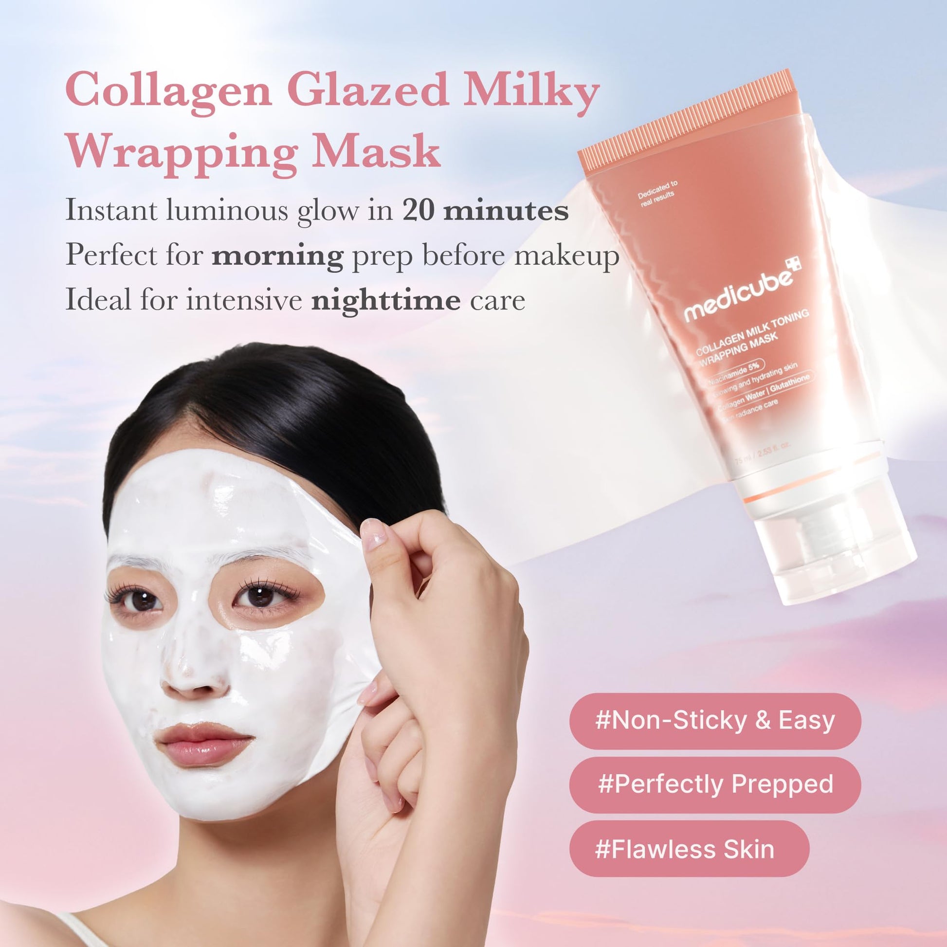 medicube Milky Collagen Double Glow Lock Duo: Collagen Glazed Milky Wrapping Mask and Booster Serum | 130DaCollagen, Niacinamide, Glutathione for Plumped, Radiant Glass Skin medicube Au supplements