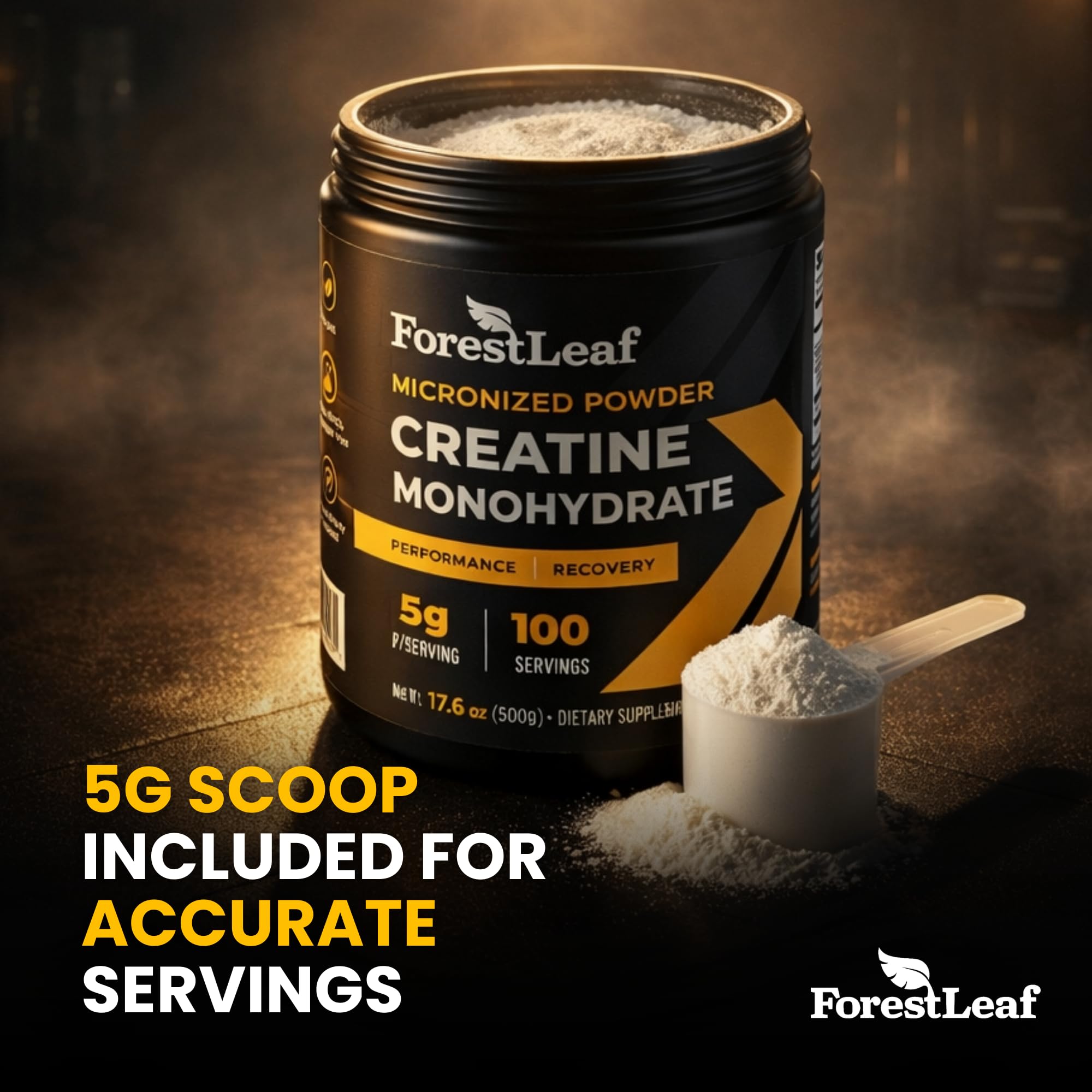 ForestLeaf Micronized Creatine Monohydrate Powder - Maximize Muscle Growth & Strength - Unflavored Creatine for Women and Men - 5G Per Serving - 100 Servings ForestLeaf Au supplements