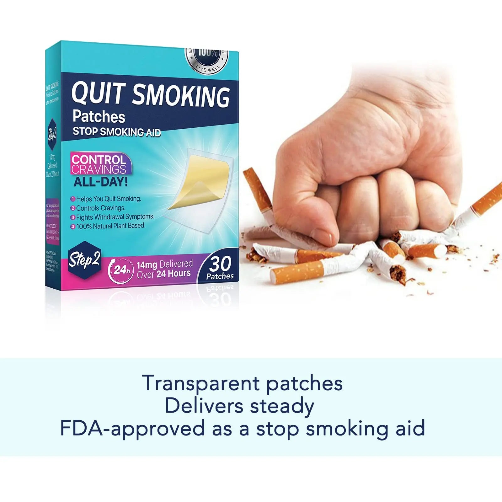 Step 2 Quit Smoking Patches, 14mg Stop Smoking Aids Patches, 30 Count Quit Smoking Stickers that Work with 2 Weeks, Helping Quit Patch, Easy & Effective Anti-Stickers NenMaoKeNu Au supplements