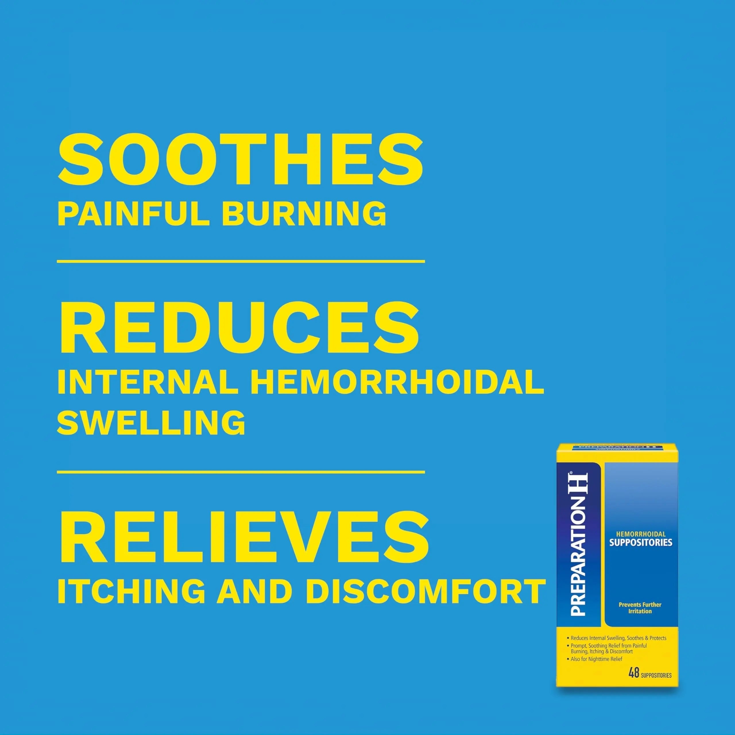 PREPARATION H Hemorrhoid Symptom Treatment Suppositories, Burning, Itching and Discomfort Relief (48 Count) Preparation H Au supplements
