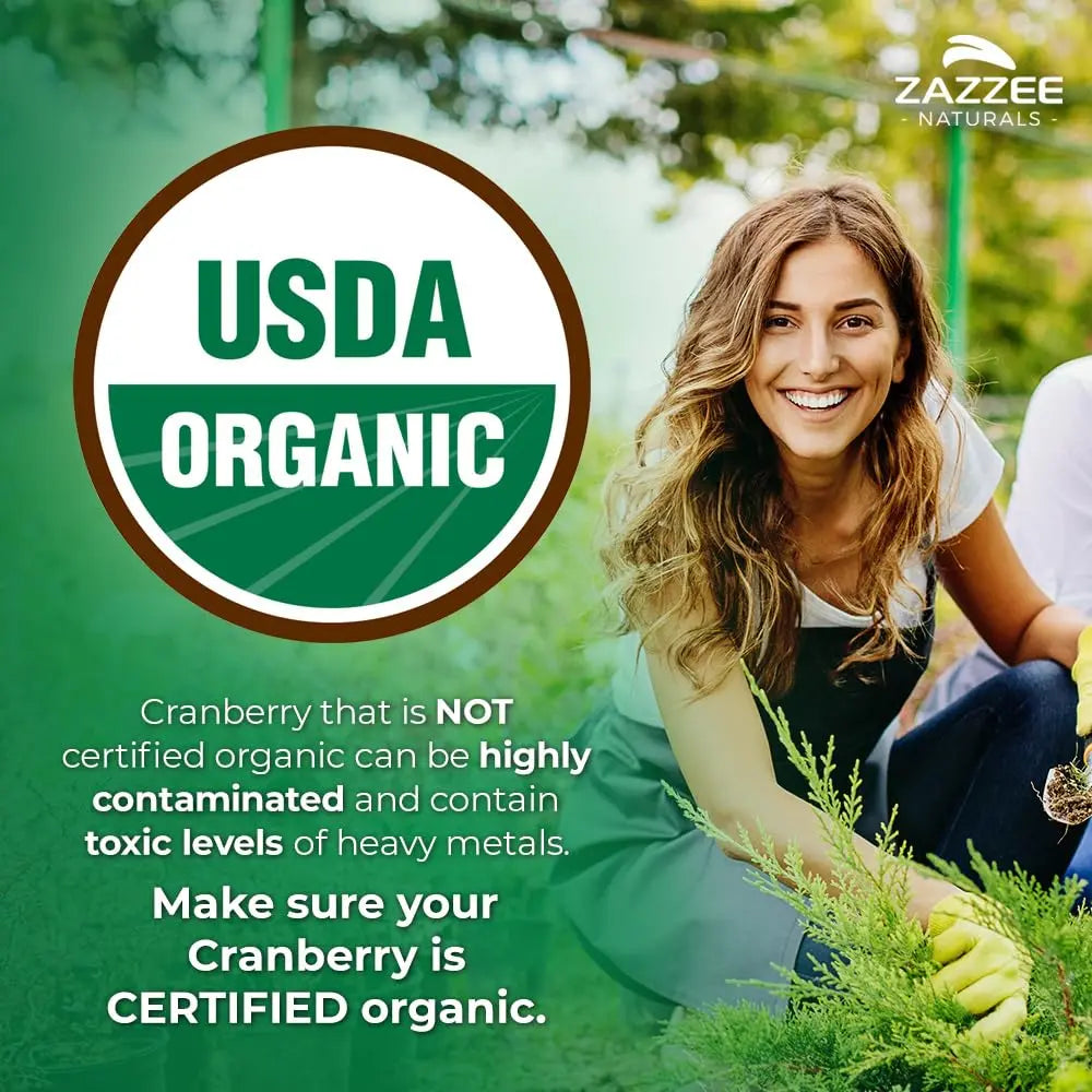 Zazzee USDA Organic Cranberry 25:1 Extract, 500 mg per Capsule, 100 Vegan Capsules, 3+ Month Supply, Certified Kosher, Vaccinium Macrocarpon, Urinary Tract & Bladder Support, Non-GMO, Made in the USA Zazzee Au supplements
