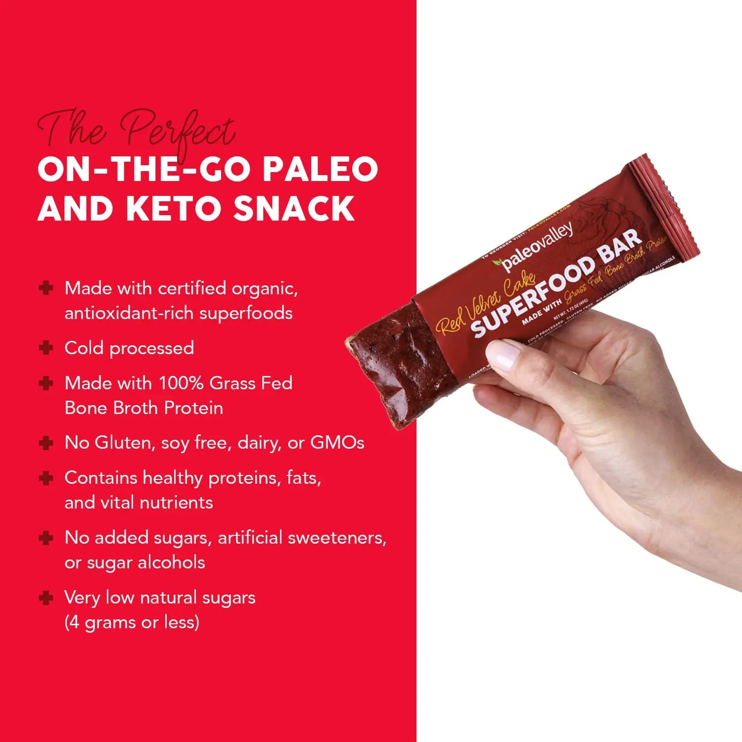 Paleovalley Superfood Bars – Red Velvet– 10 Pack – 9g Protein per Bar – Gluten-Free, Grain-Free, Paleo, Non-GMO – On-the-Go Snack Paleovalley Au supplements