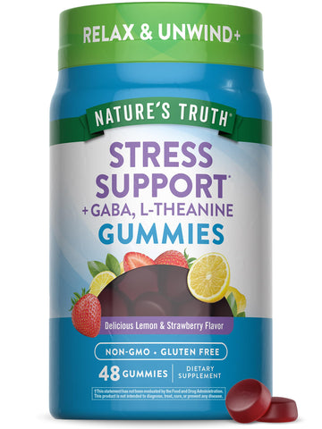 Nature's Truth Stress Relief Gummies for Adults | with Gaba, L Theanine, and Lemon Balm | Lemon Strawberry Flavor | Non-GMO & Gluten Free Supplement Nature's Truth Au supplements