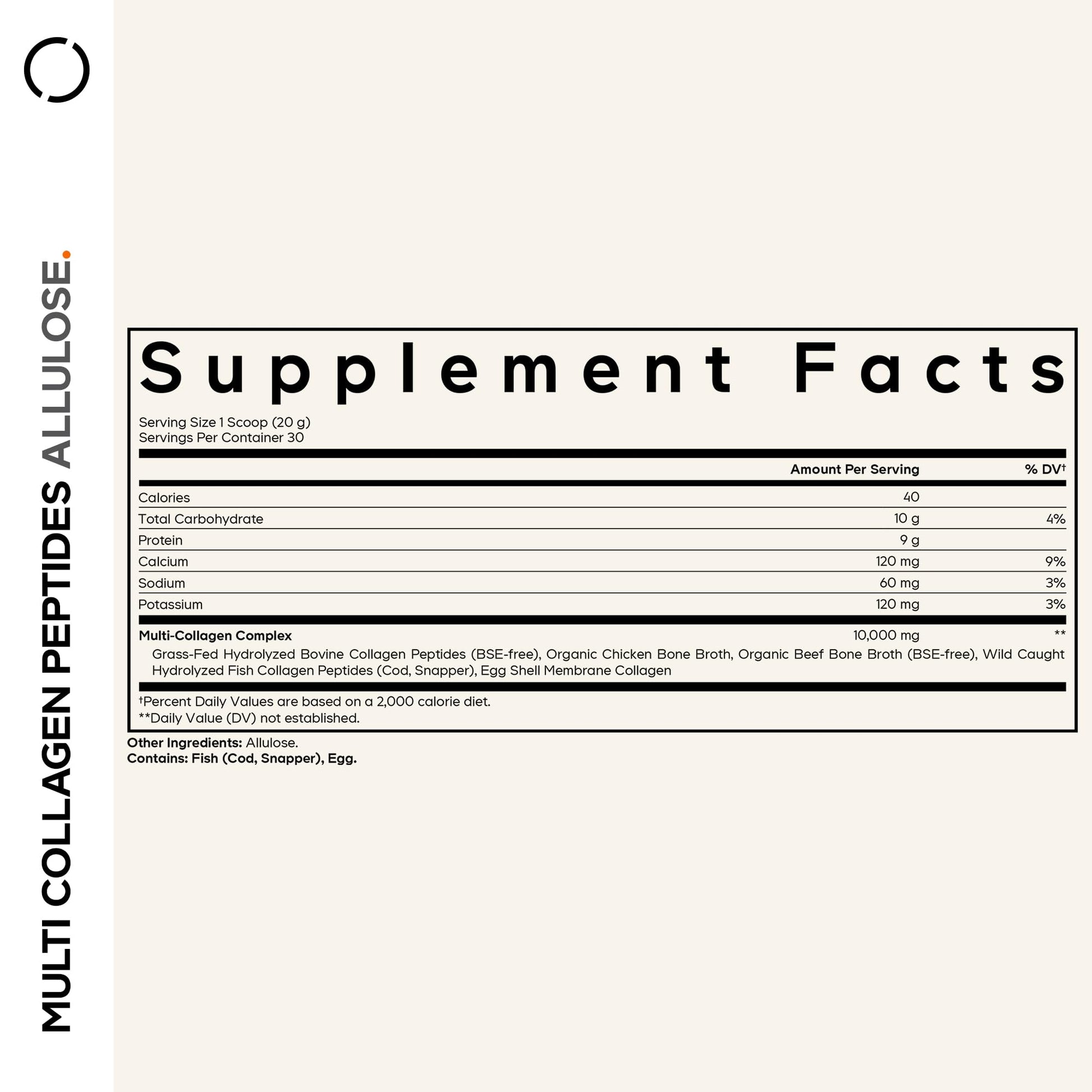 Codeage Multi Collagen Peptides Powder + Allulose - 5 Types - Grass-Fed Collagen - Rare Sugar Allulose Supplement - 0 Calorie Sweetener & 0 Carbs - 18 Amino Acids - Unflavored - Non-GMO - 30 Servings Codeage Au supplements