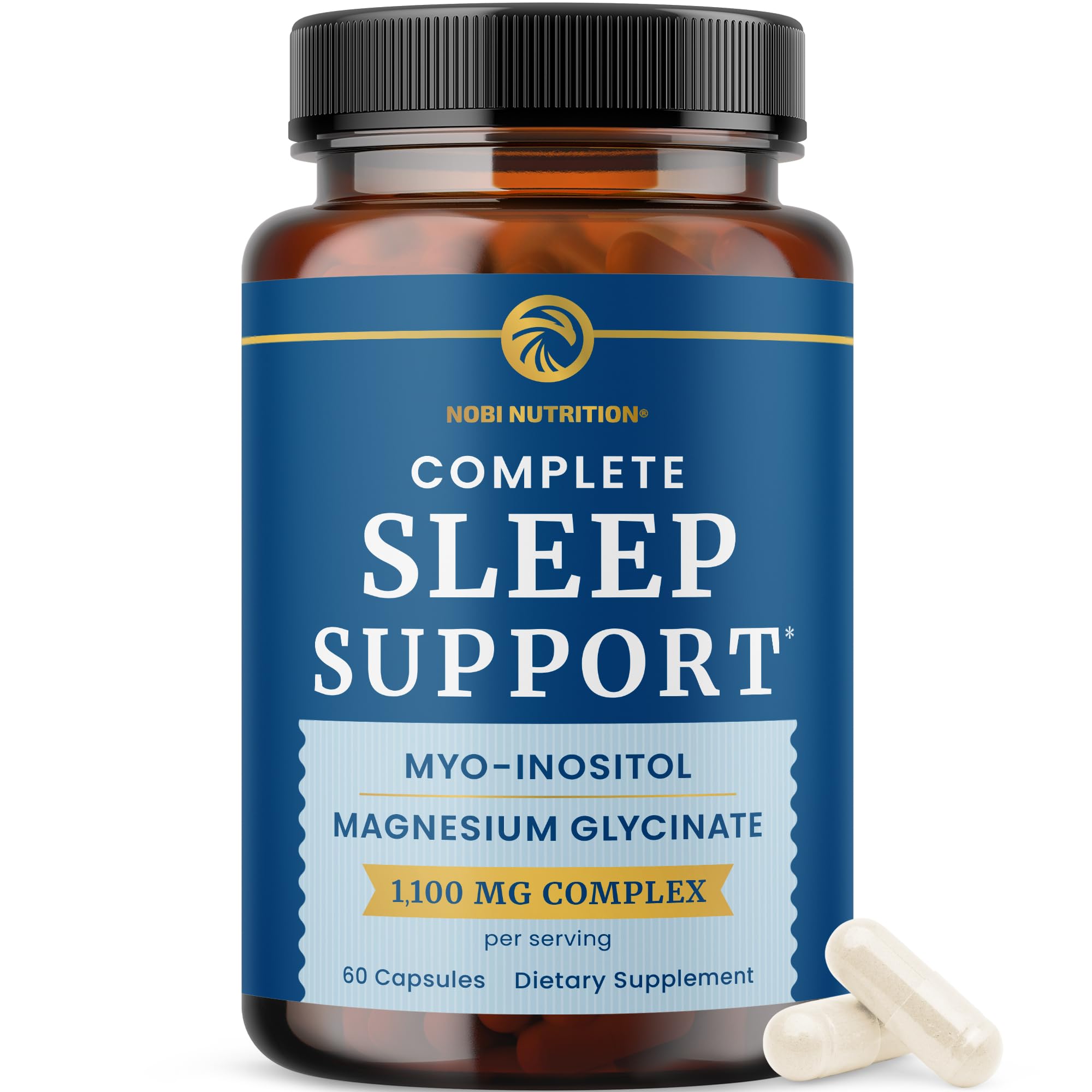 Complete Sleep Support | Myo Inositol + Magnesium Glycinate | Restful Sleep & Relaxation Support | 1100MG Complex | Melatonin-Free, Non-GMO | Inositol Supplement with Magnesium-Glycinate | 60 Ct Nobi Nutrition Au supplements