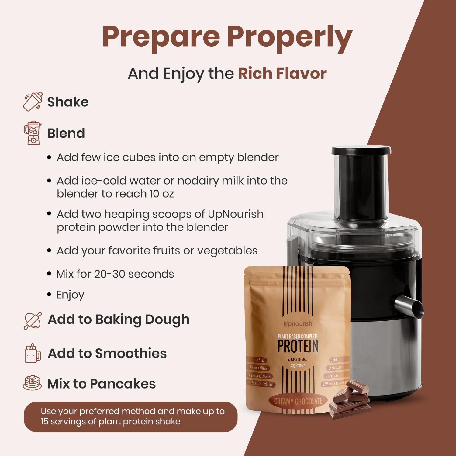 UpNourish Chocolate Vegan Protein Powder 54 Superfoods Powder,1.5 Billion CFU Probiotics 21g Plant Based Protein,No Sugar No Dairy No GMO Dairy Free,Meal Replacement Shake Keto-Friendly Low-Carb Diet,15 Servings UpNourish Au supplements