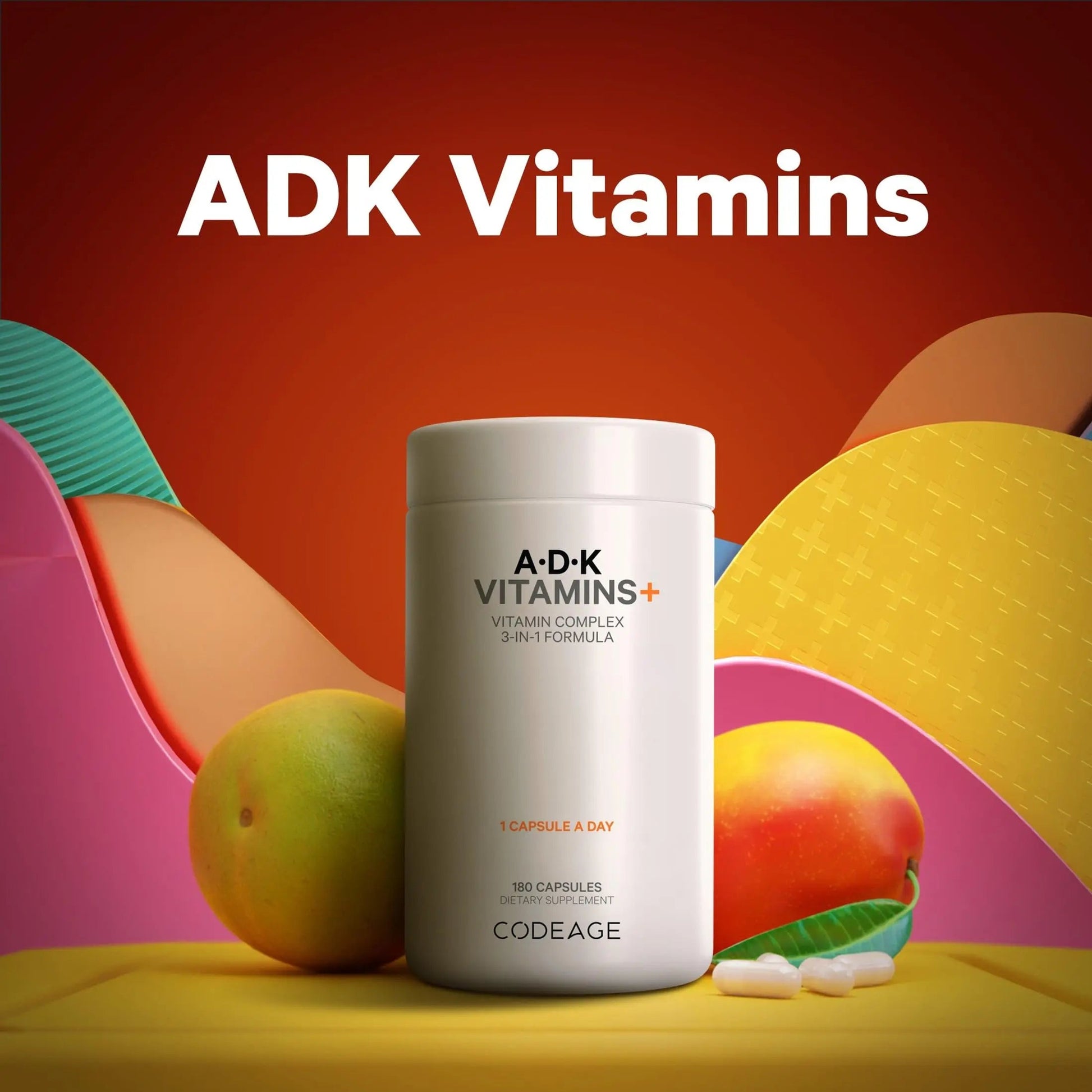 Codeage ADK Vitamins Supplement - Essential Vitamin A, D3 5000 IU, K1 & K2 (MK4 & MK7) - 6-Month Supply - 1 Capsule per Serving Codeage Au supplements