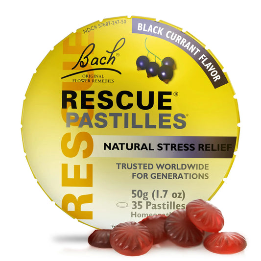 Bach RESCUE PASTILLES, Black Currant Flavor, Natural Stress Relief Lozenges, Homeopathic Flower RESCUEAU supplements