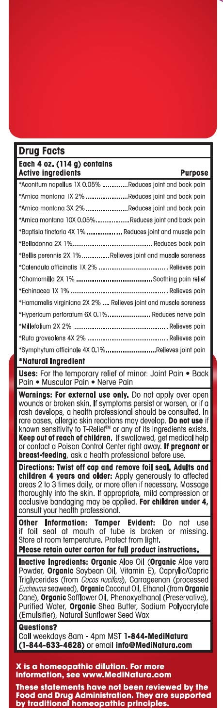 T-Relief Pain Relief cream,[114g] 4 oz MediNatura Au supplements