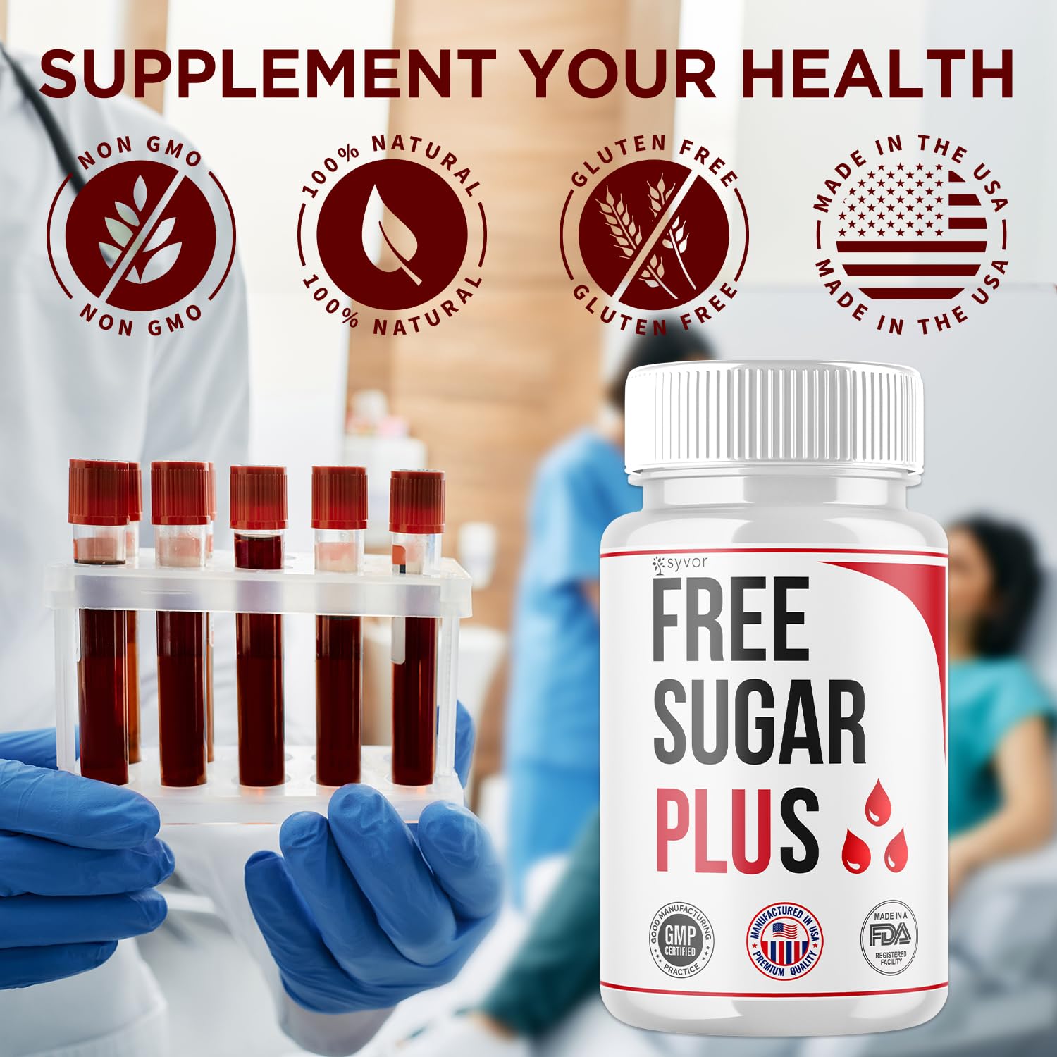 Free Sugar Plus Capsules, Official FreeSugar Plus Blood Health Support Pills With All Natural Ingredients, Free Sugar Plus Advanced Wellness Support with Premium Vitamins for Women & Men (60 Capsules) Syvor Au supplements