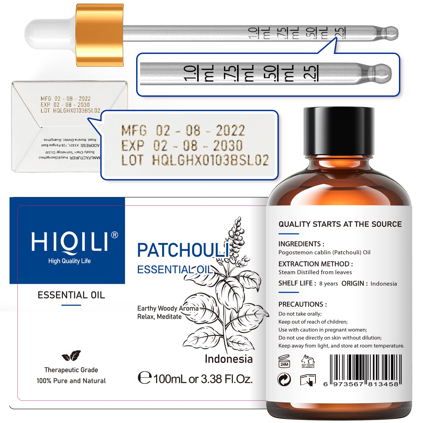 HIQILI Patchouli Essential Oil 100ML, Pure Natural, for Perfume Making, Diffuser and Skin HIQILI Au supplements