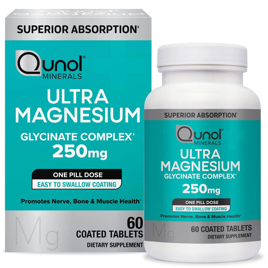 Qunol Magnesium Glycinate Complex, Gentle on Stomach, 250mg One Pill Dose, Superior-Absorption Magnesium, Nerve QunolAU supplements