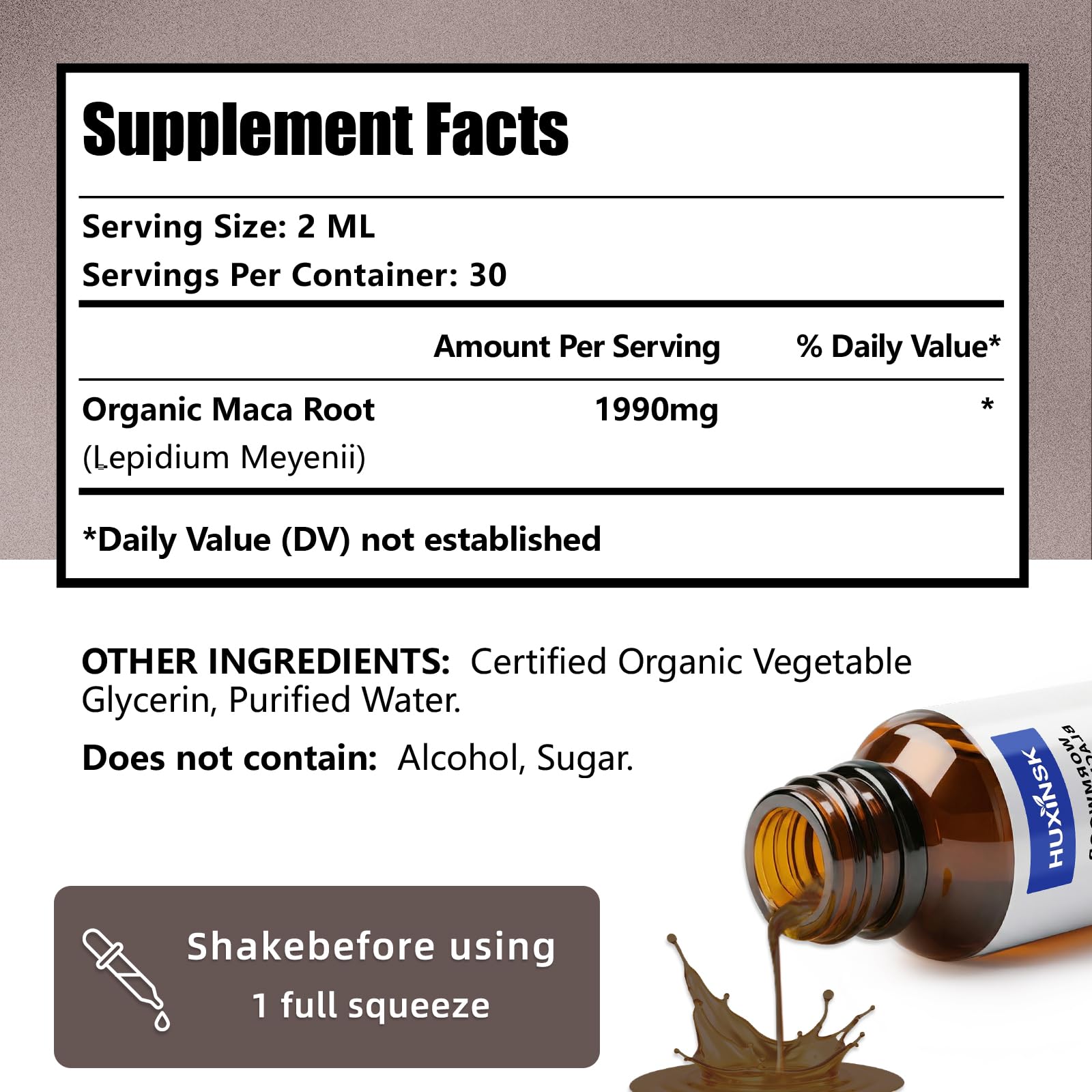 Maca Root Liquid Drops Extract | Peruvian Black & Red Blend | Natural Energy & Hormone Balance | Alcohol-Free, 60ml Vegan Tincture HUXINSK Au supplements