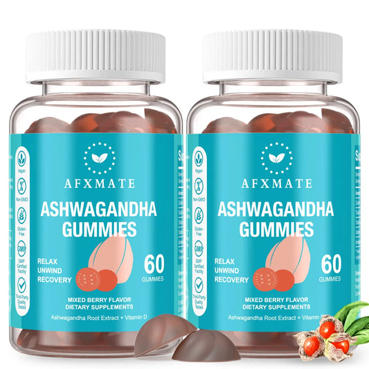 AFXMATE Ashwagandha Gummies & Vitamin D Gummies for Men & Women 120 Count Aswangdha Supplement (Non-GMO, Sugar Free & Gluten Free) AFXMATEAU supplements