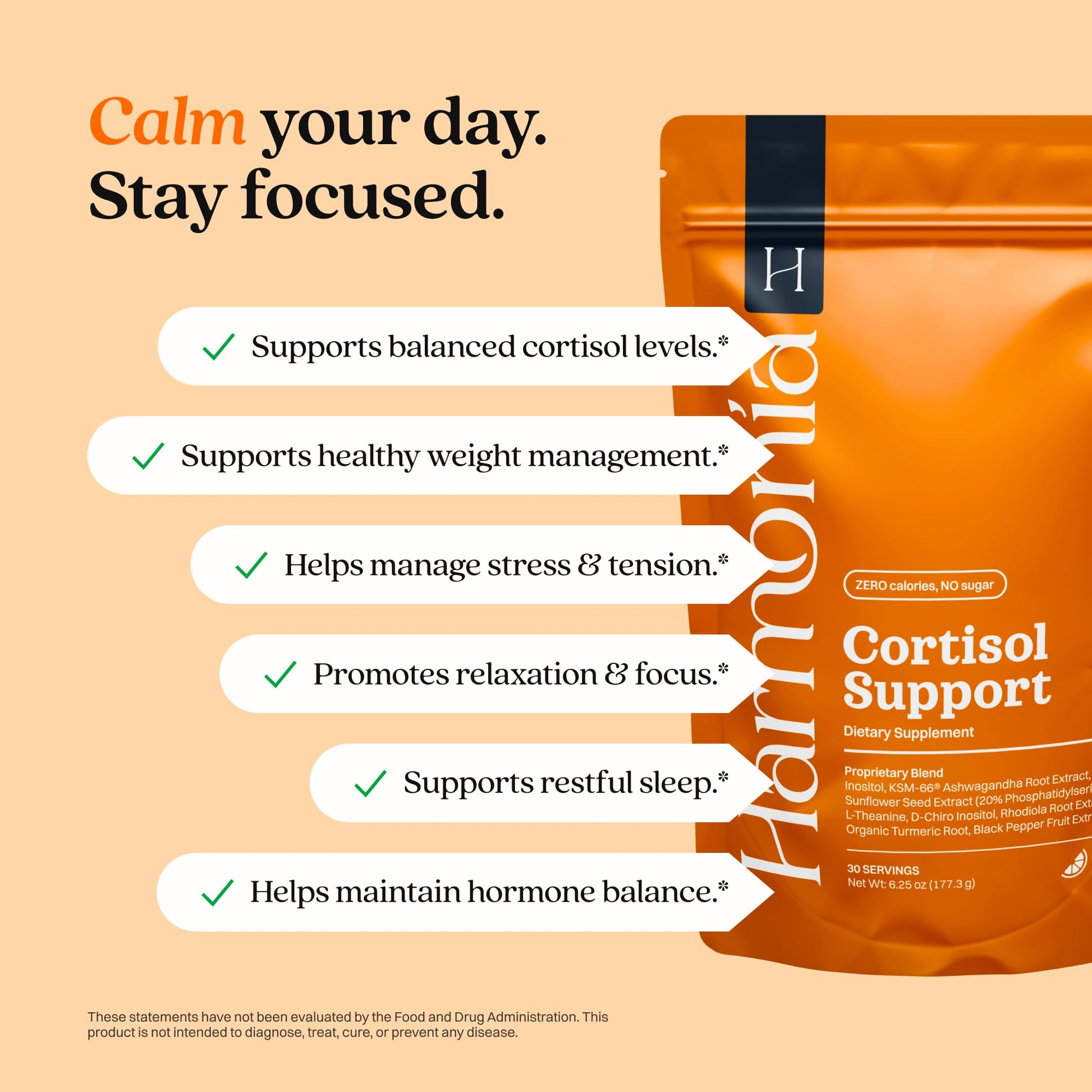 Harmonia Cortisol Cocktail | Cortisol Supplements for Women & Men with Ashwagandha, Magnesium & L-Theanine | Drink Harmonia for Stress Relief, Weight Management & Sleep Support (1 Pack x 30 Servings) HARMONÍA Au supplements