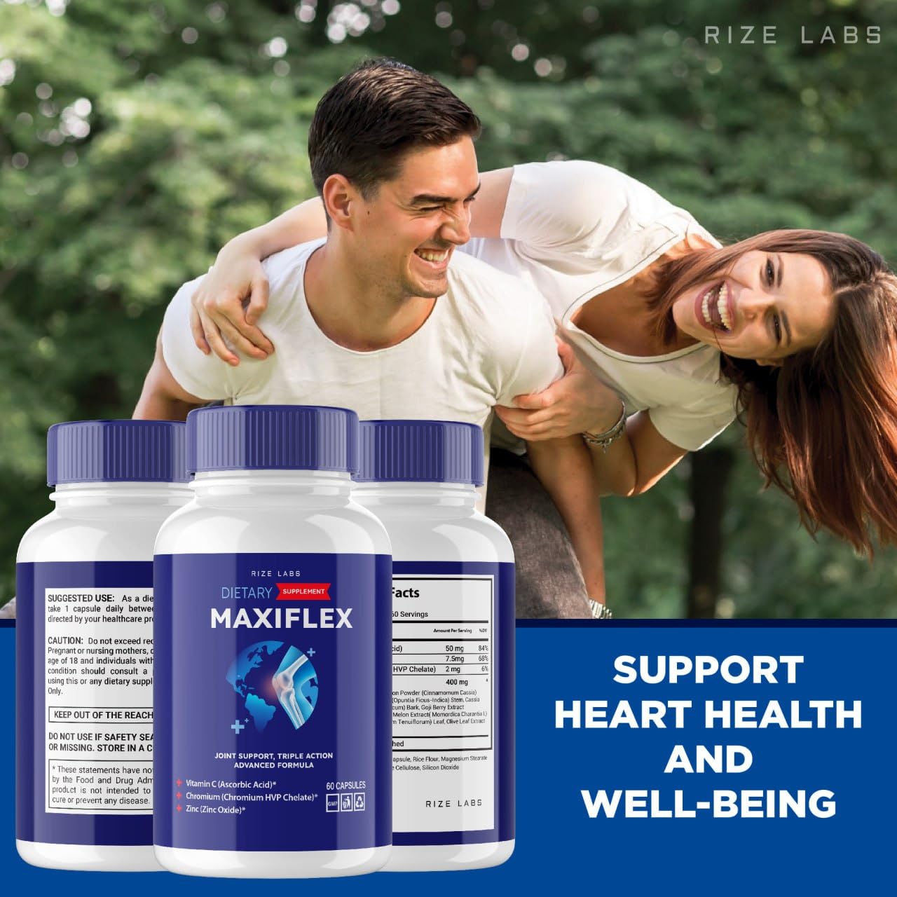 rize labs - Maxi Flex All Natural Suppplement, Capsules for Joint Support, Pills for Mobility and Flexibility, Advanced Formula Supplement, Triple Action (300 Capsules) rize labs Au supplements