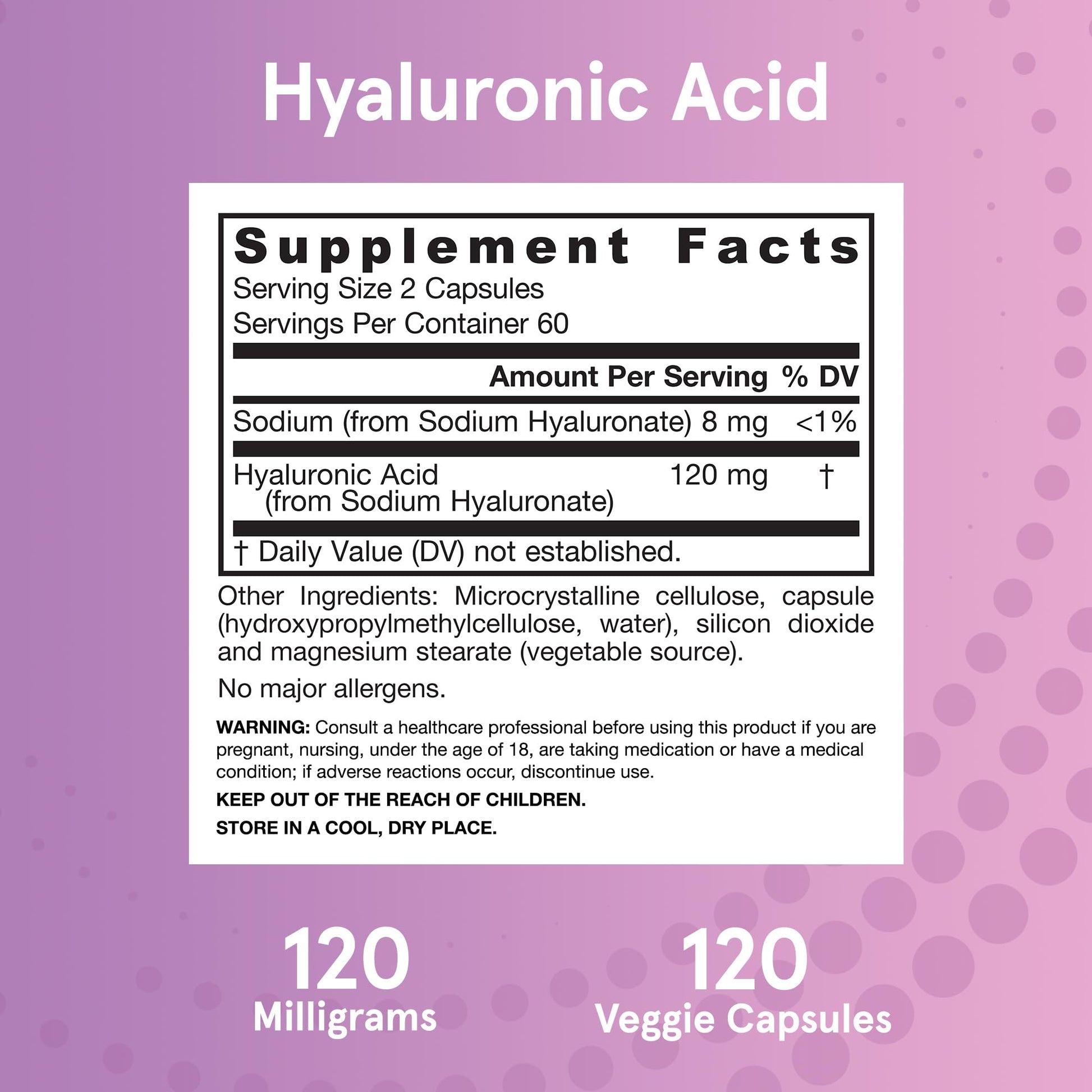 Jarrow Formulas® Hyaluronic Acid 120 mg, Dietary Supplement, Skin Health Support, 120 Veggie Capsules, Up to 60 Day Supply Jarrow Formulas Au supplements