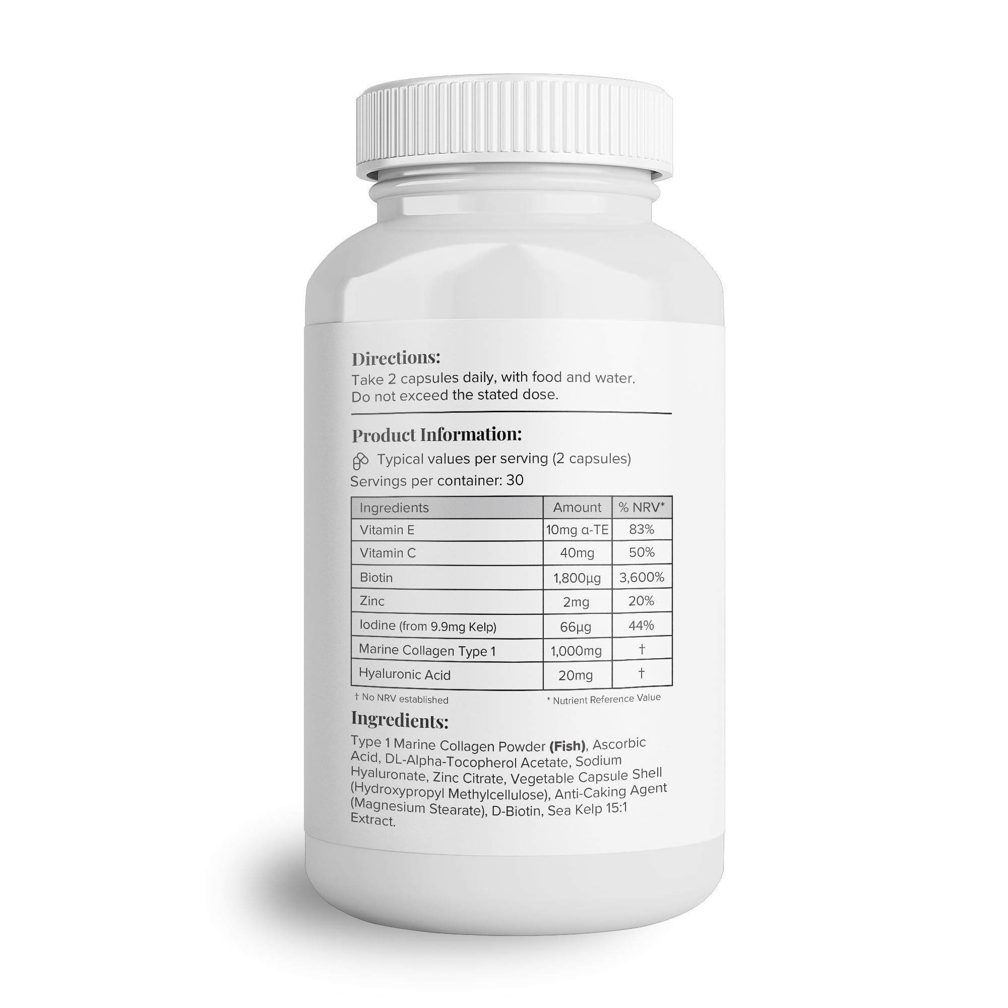 Hey Nutrition Collagen Complex Hyaluronic Acid & Sea Kelp Vitamin E, C, Biotin Hey Nutrition Au supplements