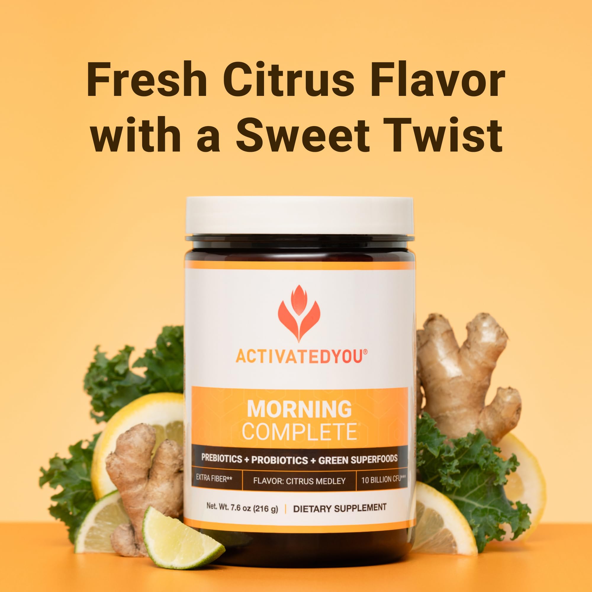 ACTIVATEDYOU Morning Complete Daily Wellness Greens Superfood Drink Mix for Gut Health w/Prebiotics, Probiotics, Antioxidants, Green Superfoods, 10 Billion CFUs, 30 Servings (Citrus) ACTIVATEDYOU Au supplements