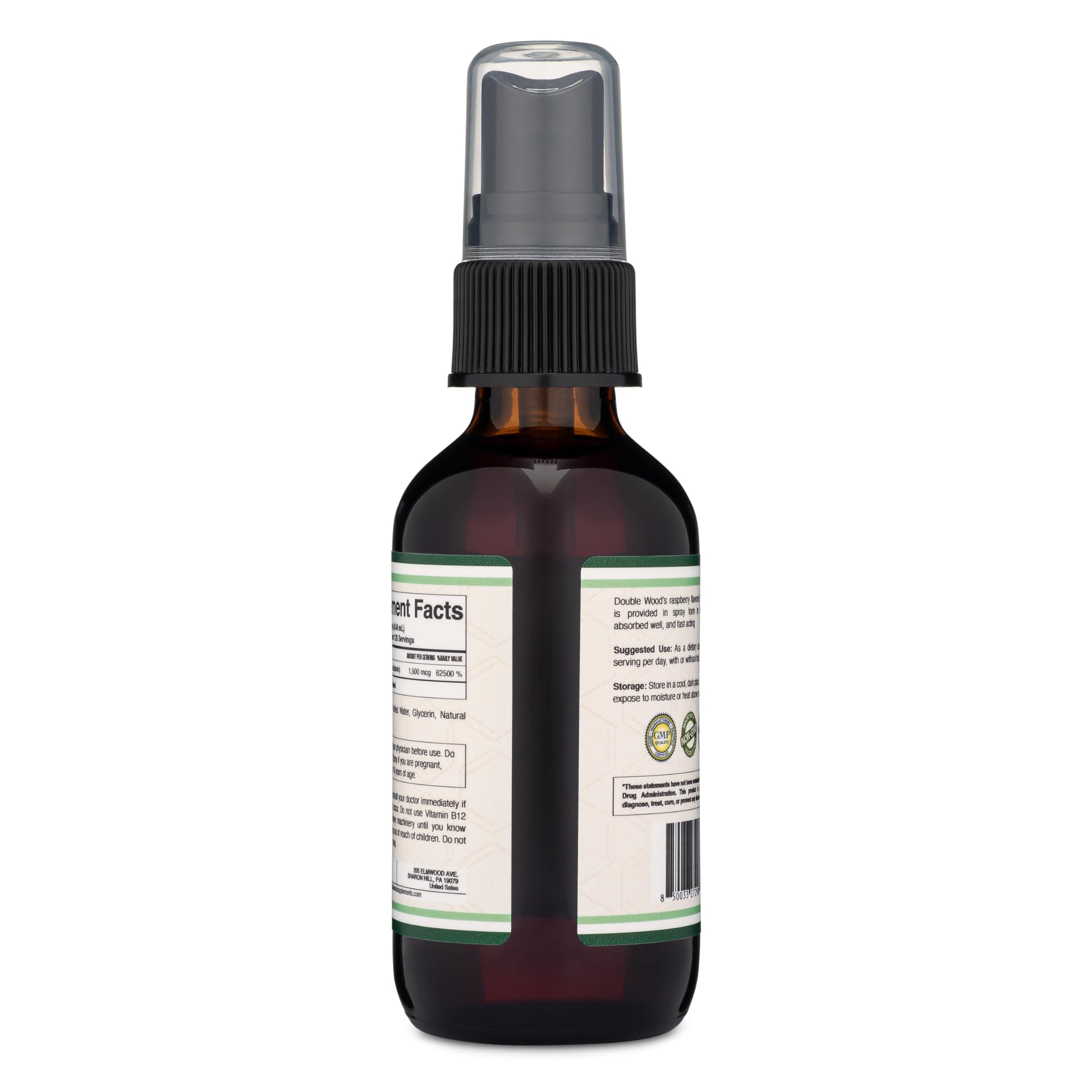 Vitamin B12 Sublingual Spray (2 Spray Dose of Vitamin 12 1000mcg, 3 Spray Serving Size Double Wood Supplements Au supplements