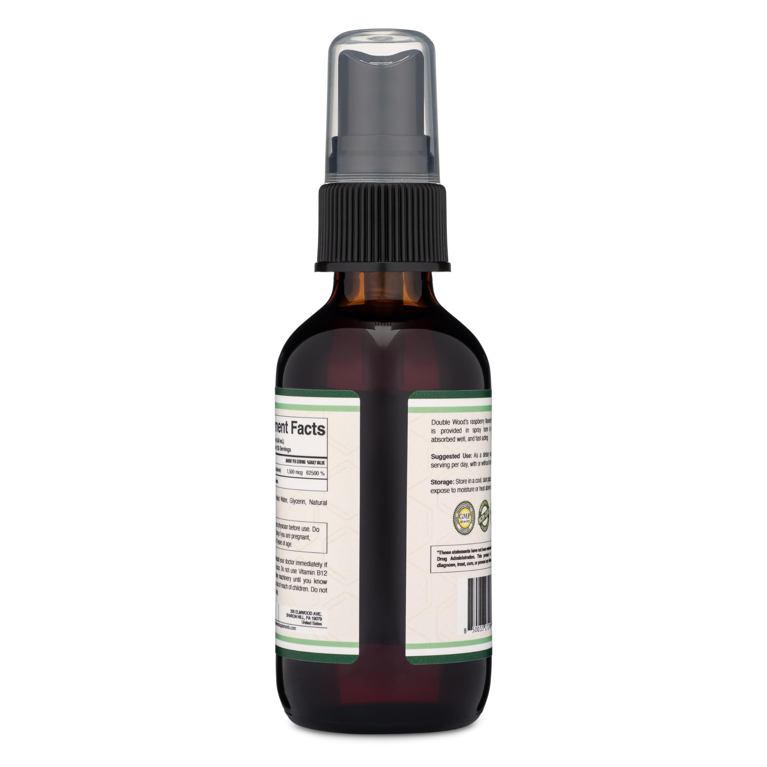Vitamin B12 Sublingual Spray (2 Spray Dose of Vitamin 12 1000mcg, 3 Spray Serving Size Double Wood Supplements Au supplements