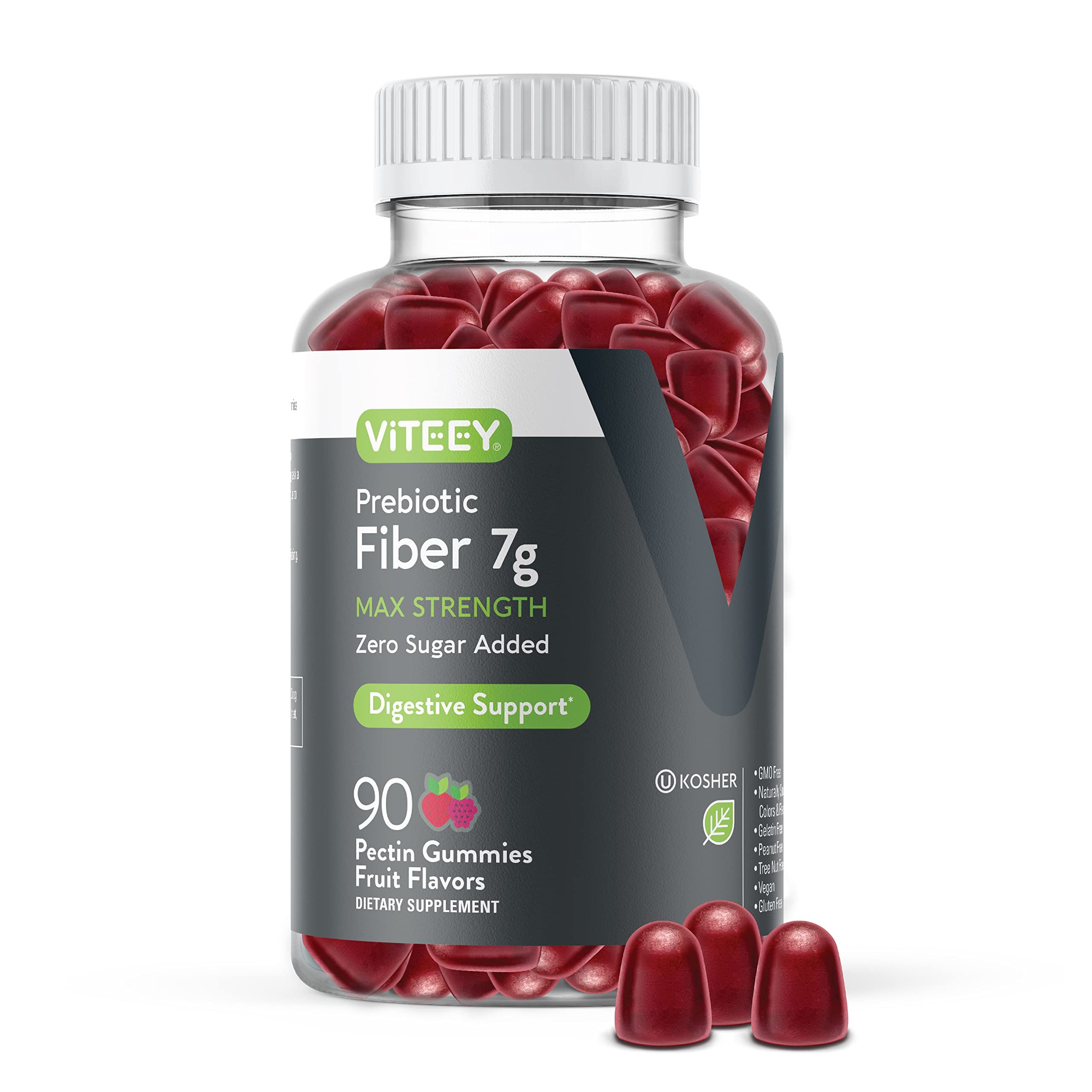 Prebiotic Fiber Gummies 7G Extra Strength [Zero Sugar Added] Digestive Heath Regularity Viteey Au supplements