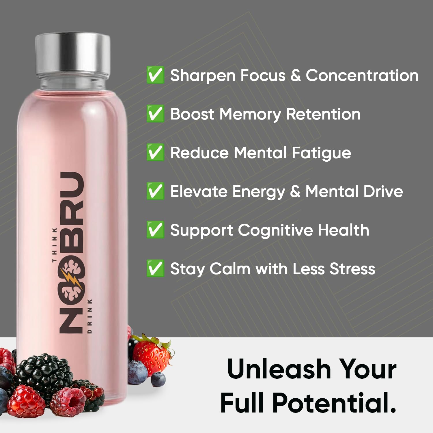 Noobru™ Pro - Brain & Nootropic Supplement for Cognitive Performance, Mental Clarity, and Focus - Precision-Formulated Drink with 17 Research-Backed Ingredients - 20 Servings Noobru Au supplements