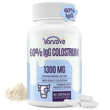 Yonrave Bovine Colostrum Capsules Supplement 1300mg - Extra High 60% IgG Bovine Colostrum - Gut, Bone, Exercise, Immune - 60 Capsules Yonrave Au supplements