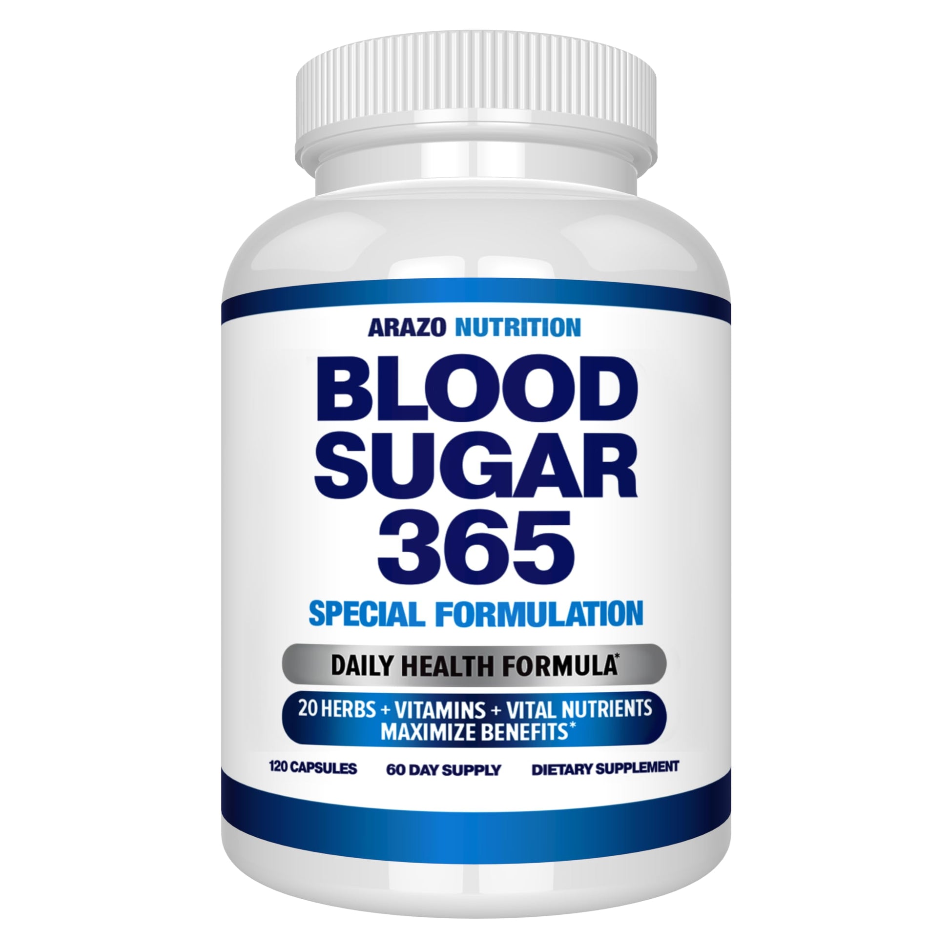 Arazo Nutrition Blood Sugar 365 Supplement – Supports Healthy Energy Levels - 120 Herbal Pills - 60 Day Supply Aus Healthcare Au supplements