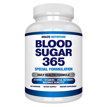 Arazo Nutrition Blood Sugar 365 Supplement – Supports Healthy Energy Levels - 120 Herbal Pills - 60 Day Supply Aus Healthcare Au supplements