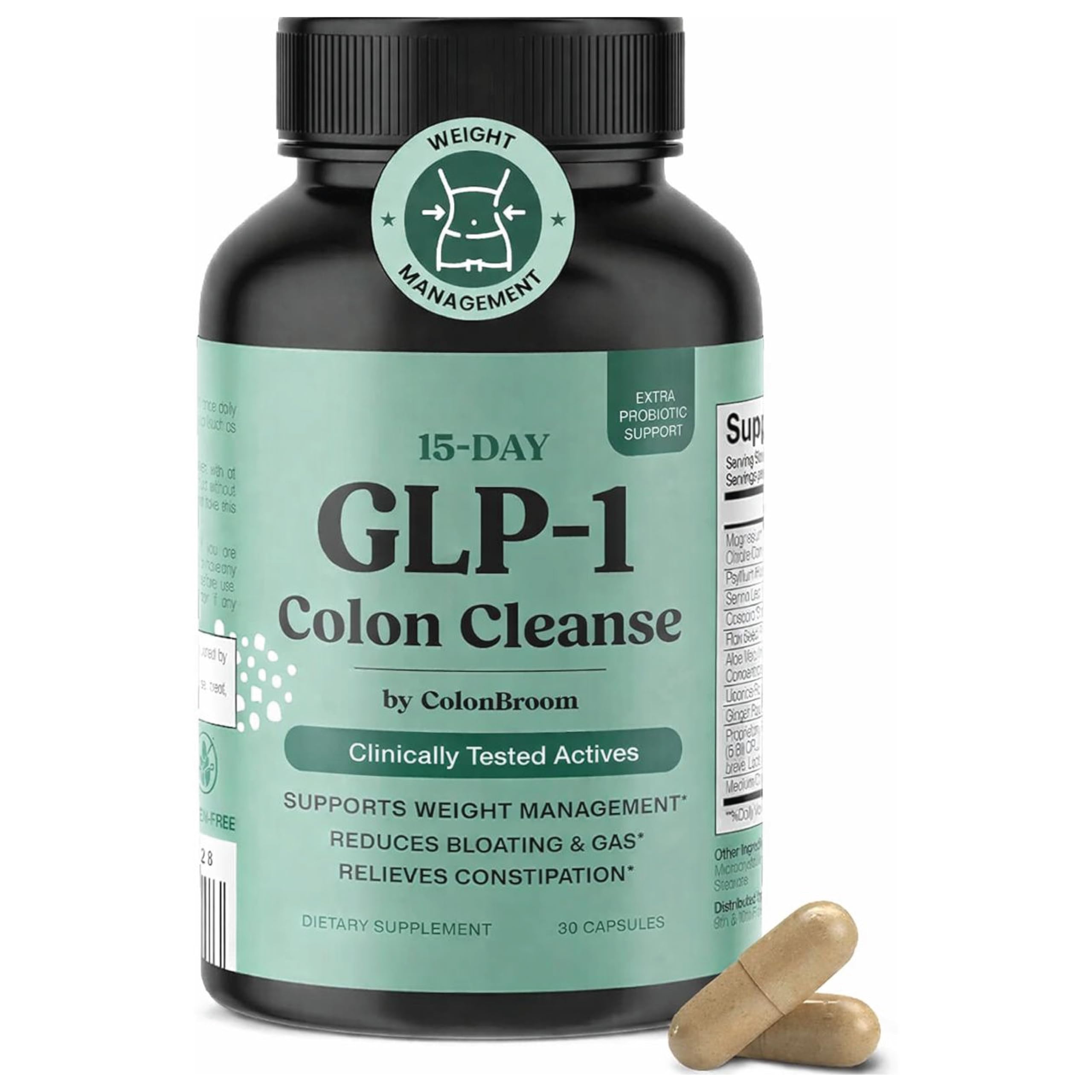 ColonBroom 15 Day GLP-1 Colon Cleanse & Detox Cleanse for Weight Management with Probiotics & Magnesium | Reduce Bloating & Boost Metabolism & Digestion - Effective Gut Cleanser Detox for Women & Men ColonBroom Au supplements