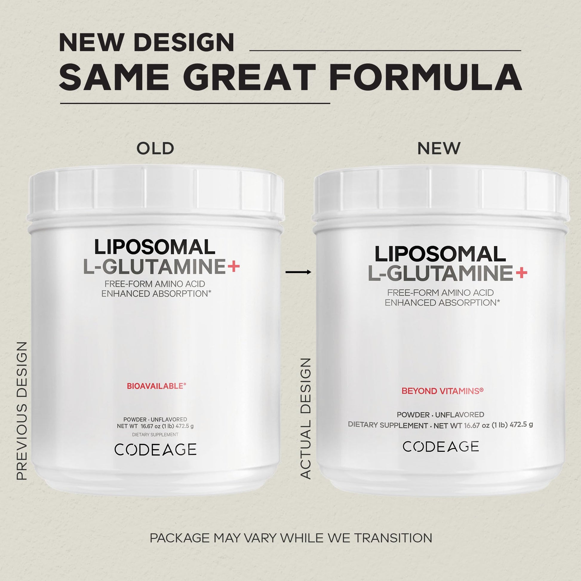 Codeage Liposomal L-Glutamine Powder - High-Potency L-Glutamine 5,000 mg per Serving - 3-Month Supply - Liposomal Delivery, Free-Form Amino Acid, Unflavored Glutamine - Non-GMO Gluten-Free - 16.67 oz Codeage Au supplements