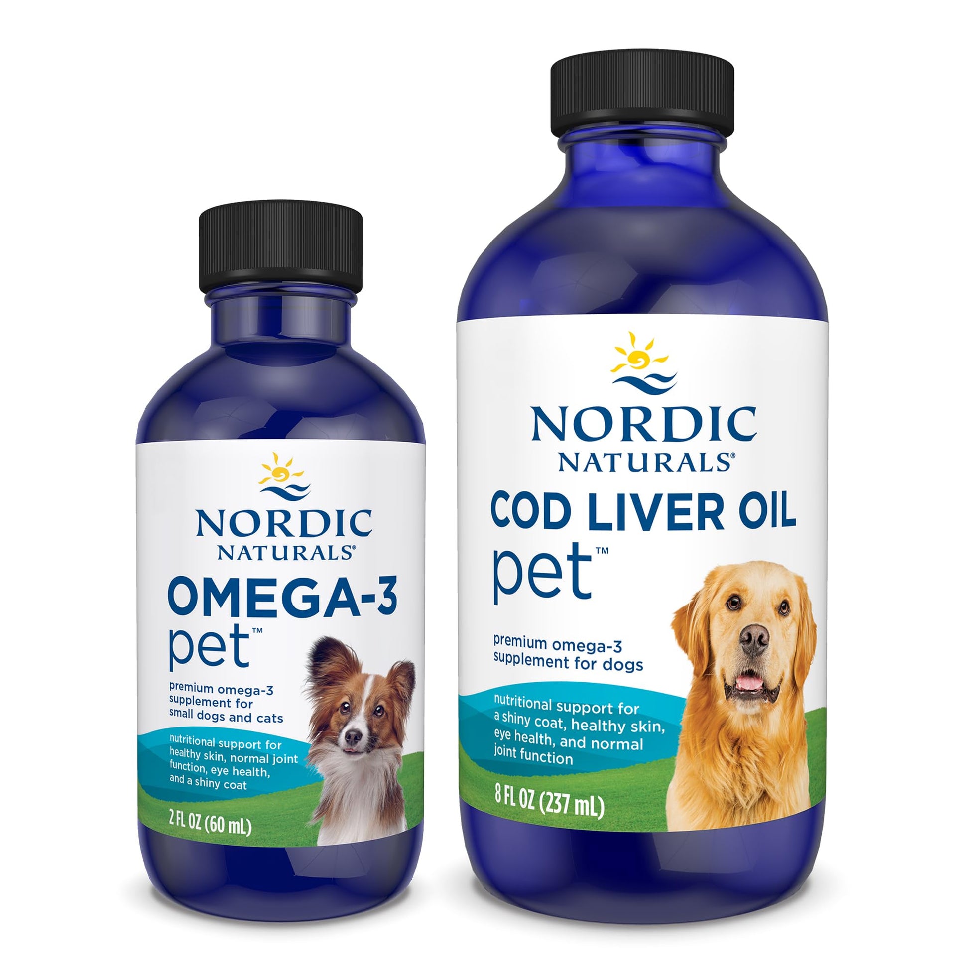 Nordic Naturals Omega-3 Pet Bundle - 2 oz Omega-3 Fish Oil for Small Dogs & Cats, 8 oz Pet Cod Liver Oil Promotes Heart, Skin, Coat, & Immune Health Nordic Naturals Au supplements