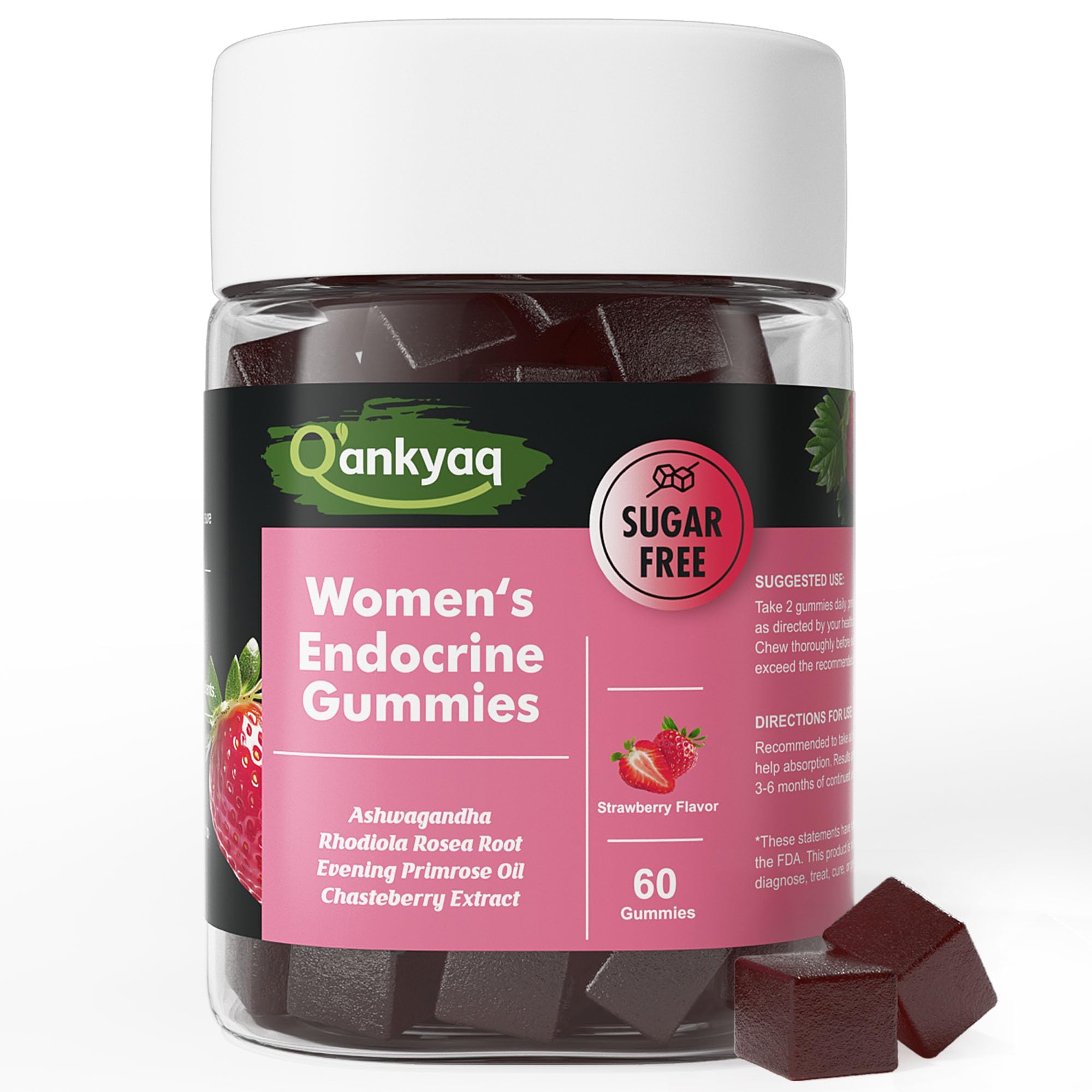Q'ankyaq PMS Support Gummies for Women, Hormone Balance with Evening Primrose Oil, Chasteberry, Vitamins B6 & B12 - Comfort, Bloating, Mood & Energy Support - 60 Gummies Q'ankyaq Au supplements