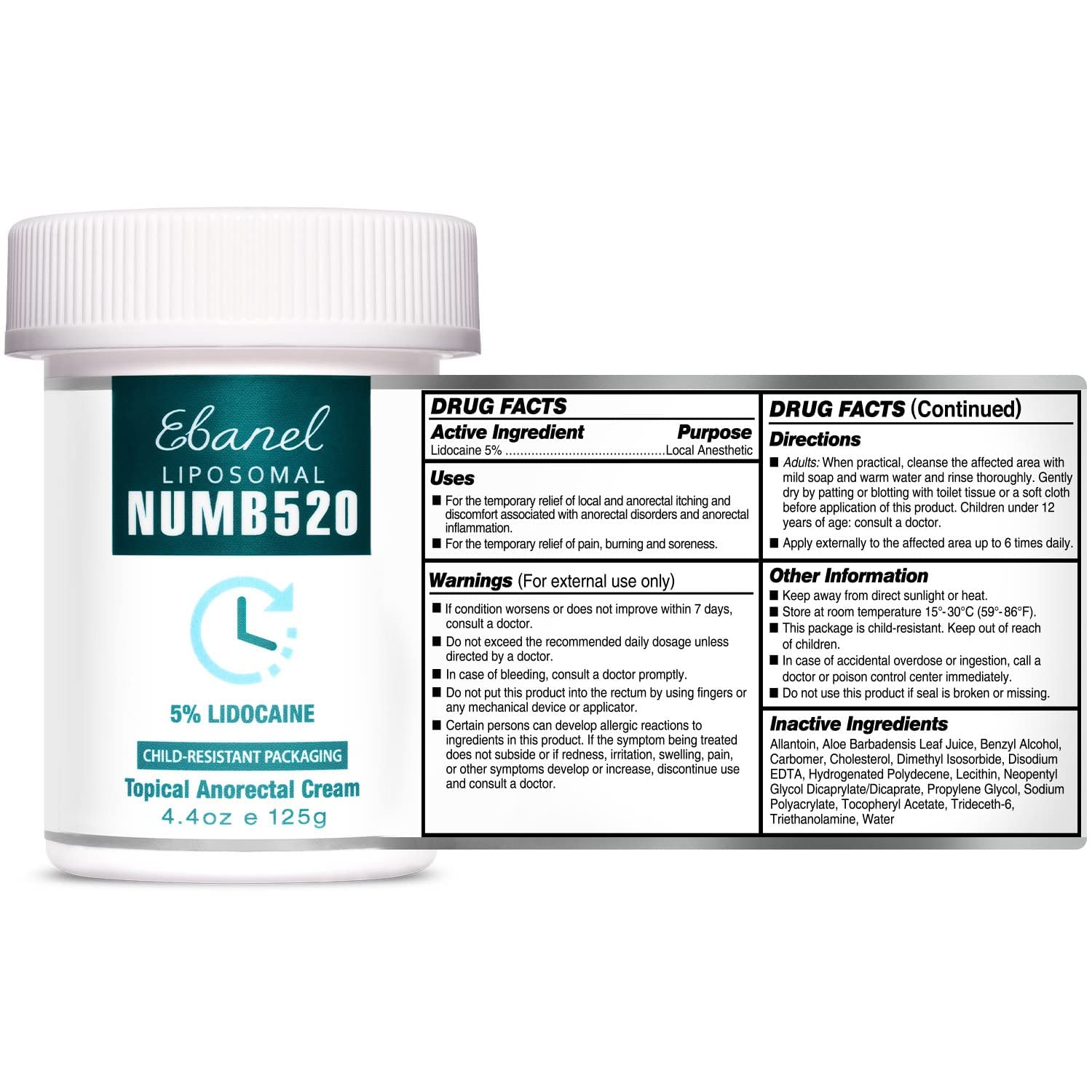 Ebanel Bundle of Pain Relief Cream Arnica Menthol 2 Oz, and Topical Numbing Cream 4 Oz Ebanel Au supplements