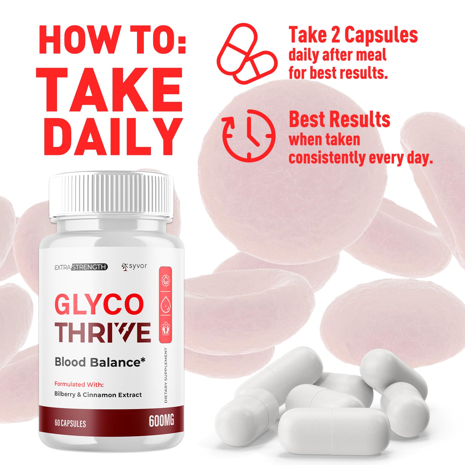 Glyco Thrive Capsules, Official GlycoThrive Glycogen Support Pills with All Natural Ingredients, Advanced Formula Health Supplement with Max Strength Premium Vitamins for Women & Men (60 Capsules) Syvor Au supplements