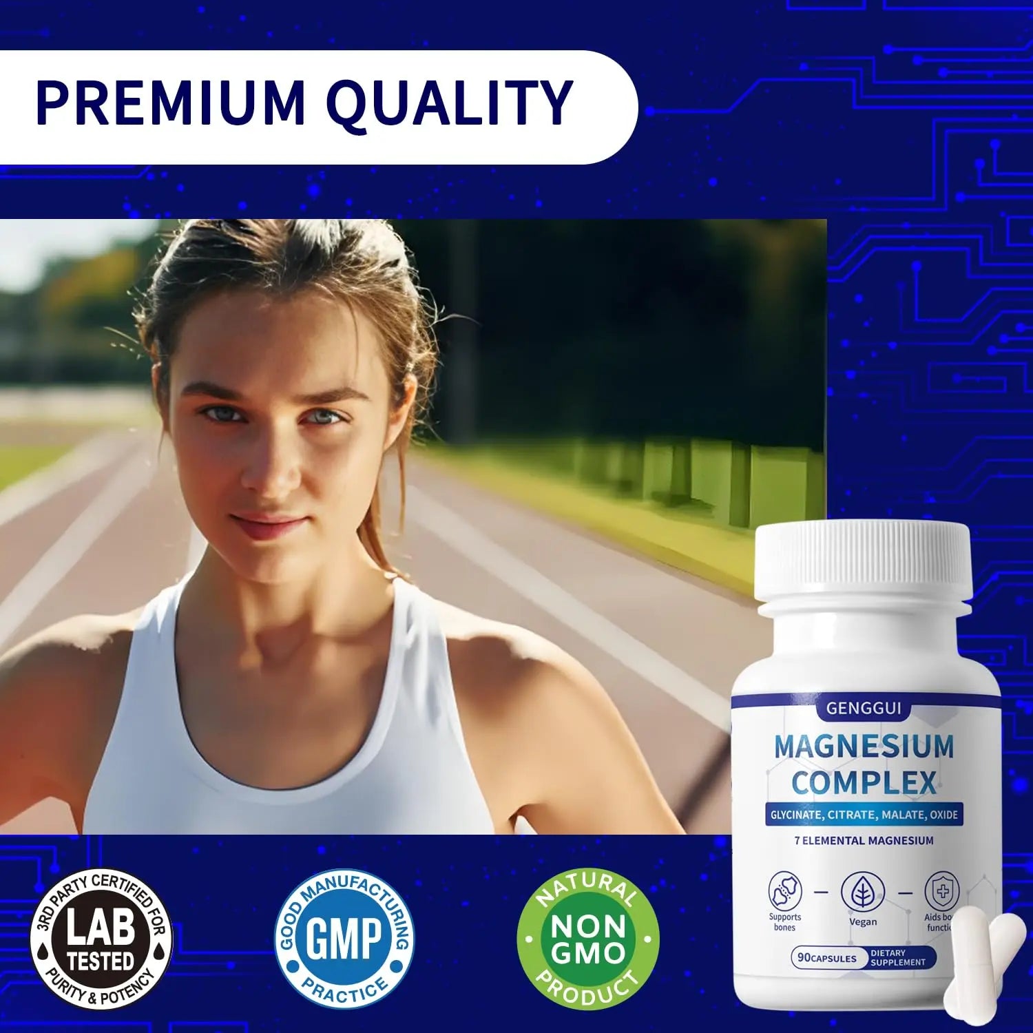 Magnesium Complex 1000mg with 8 Types - Glycinate, Citrate, Malate - Supports Muscle Relaxation, Bone Health, Energy Production & Sleep - High Absorption, Non-GMO, Vegan Capsules, 90 Count (001) ZYGCDZ Au supplements