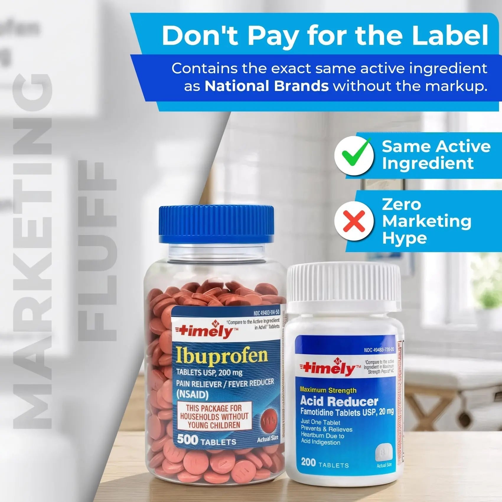 TIME-Cap Labs Ibuprofen 200mg (500 Tablets) & Famotidine 20mg Acid Reducer (200 Tablets) Bundle - Fever, Pain Reliever Pills for Headaches & Heartburn Relief Medicine for Acid Reflux & Indigestion TIME-CAP LABS, INC. Au supplements