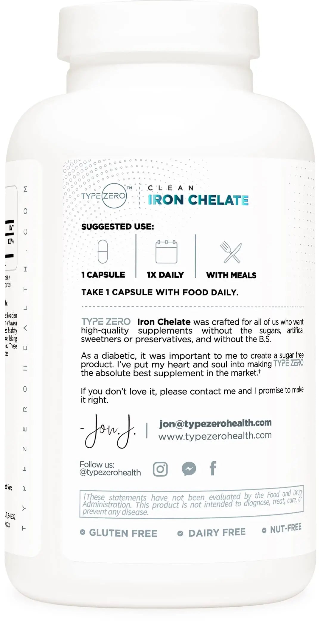 Type Zero Iron Chelate Capsules (18 MG, 240 CAPS) from Ferrochel Ferrous Bisglycinate Chelate - Non-GMO and Gluten Free Type Zero Au supplements